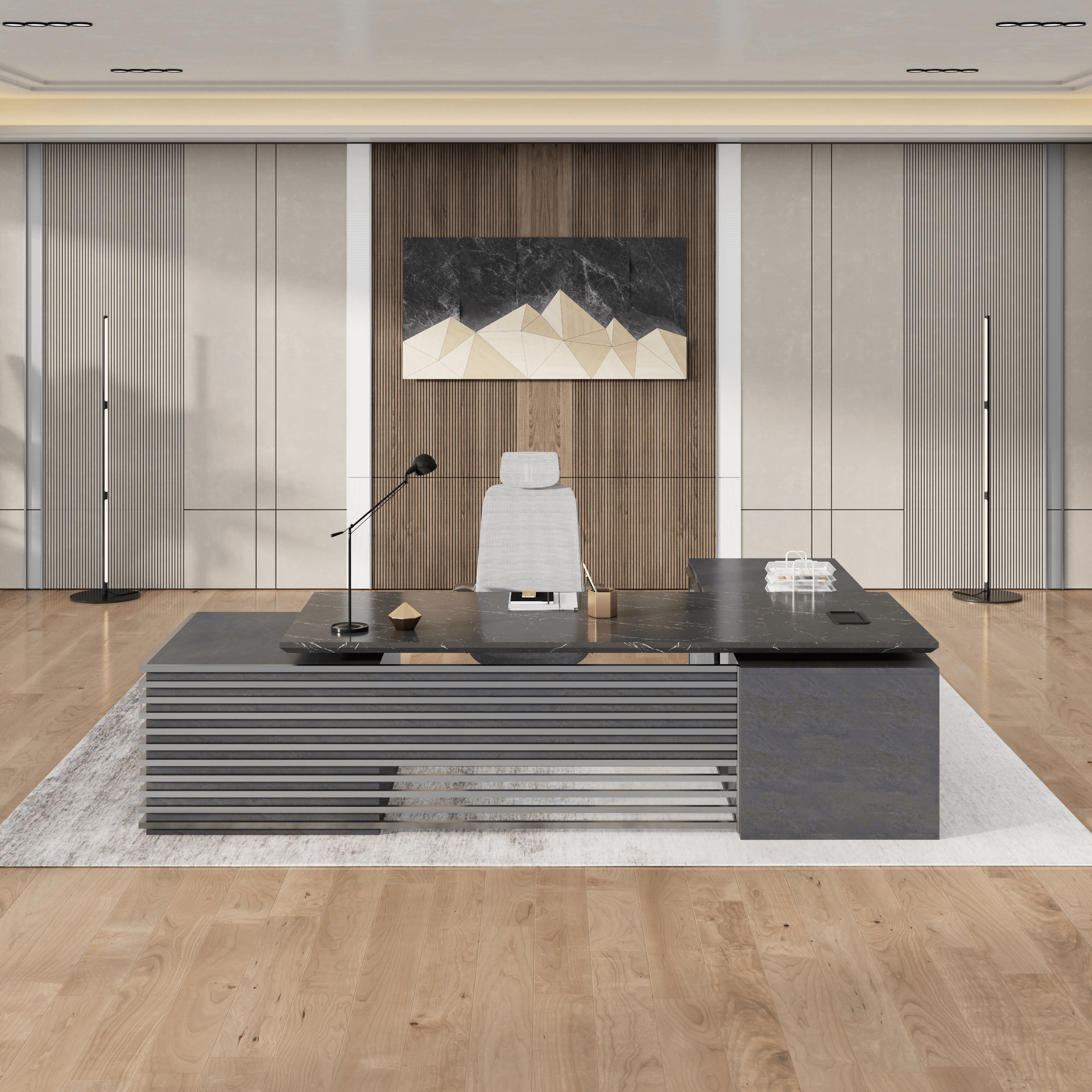 Anderson ยท Modern L-Shaped Executive Desk, Adjustable Height