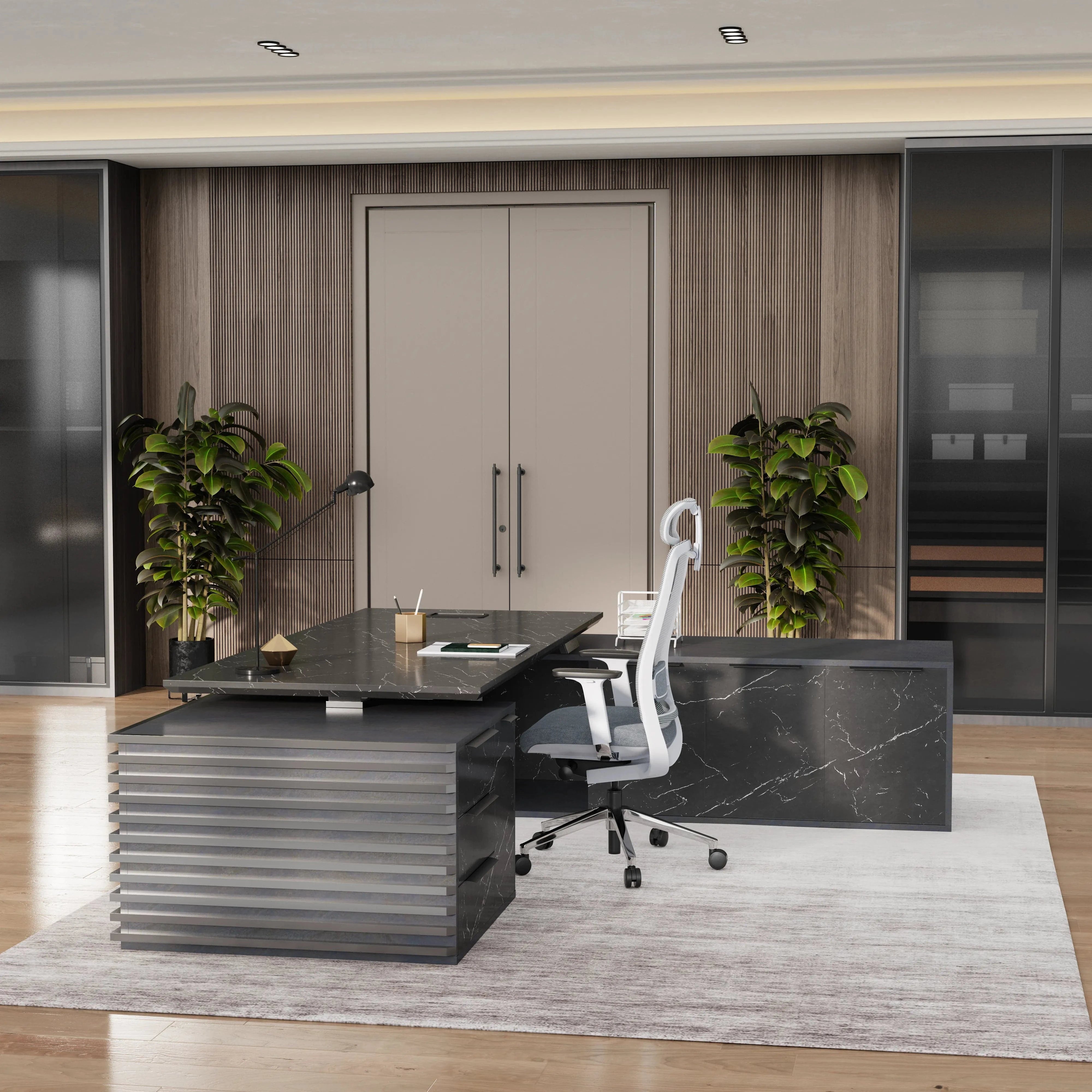 Anderson ยท Modern L-Shaped Executive Desk, Adjustable Height