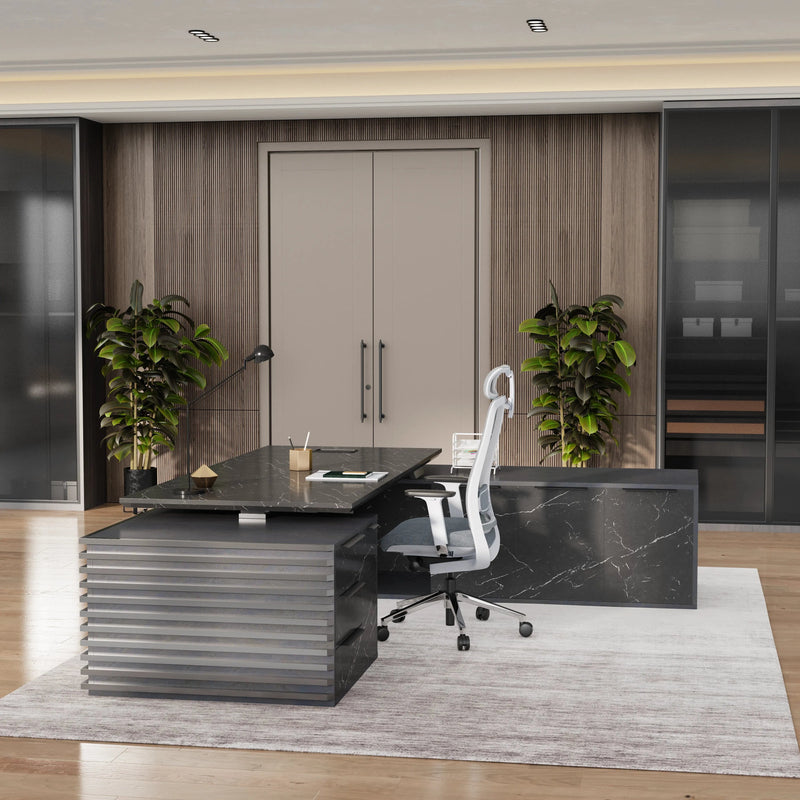 Anderson ยท Modern L-Shaped Executive Desk, Adjustable Height