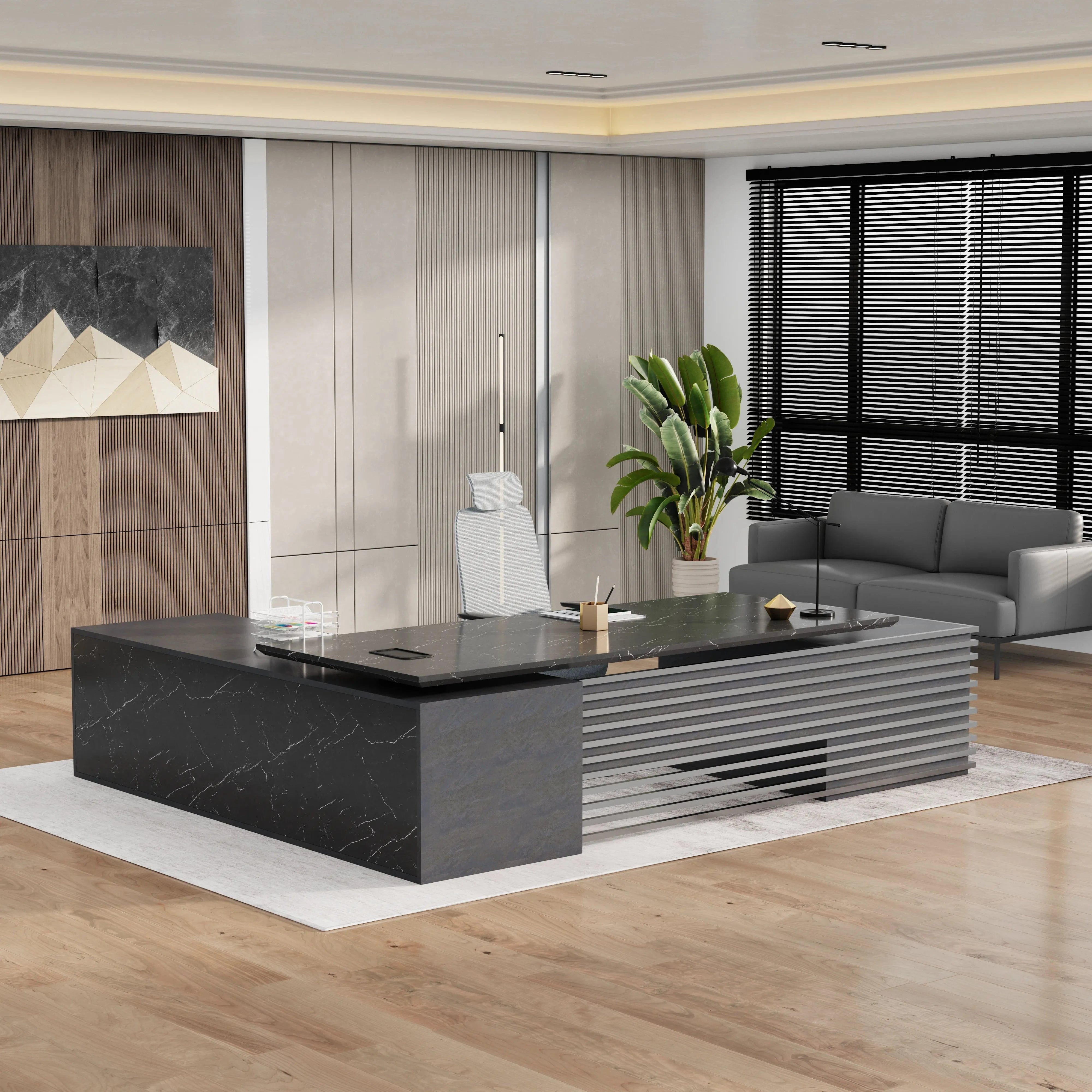Anderson ยท Modern L-Shaped Executive Desk, Adjustable Height