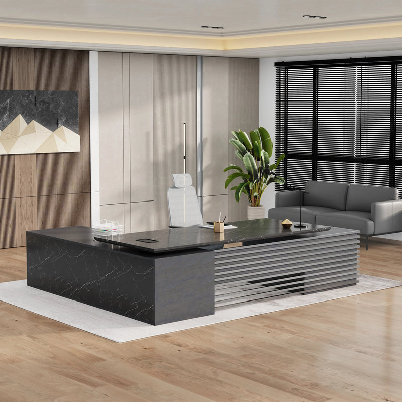 Anderson ยท Modern L-Shaped Executive Desk, Adjustable Height