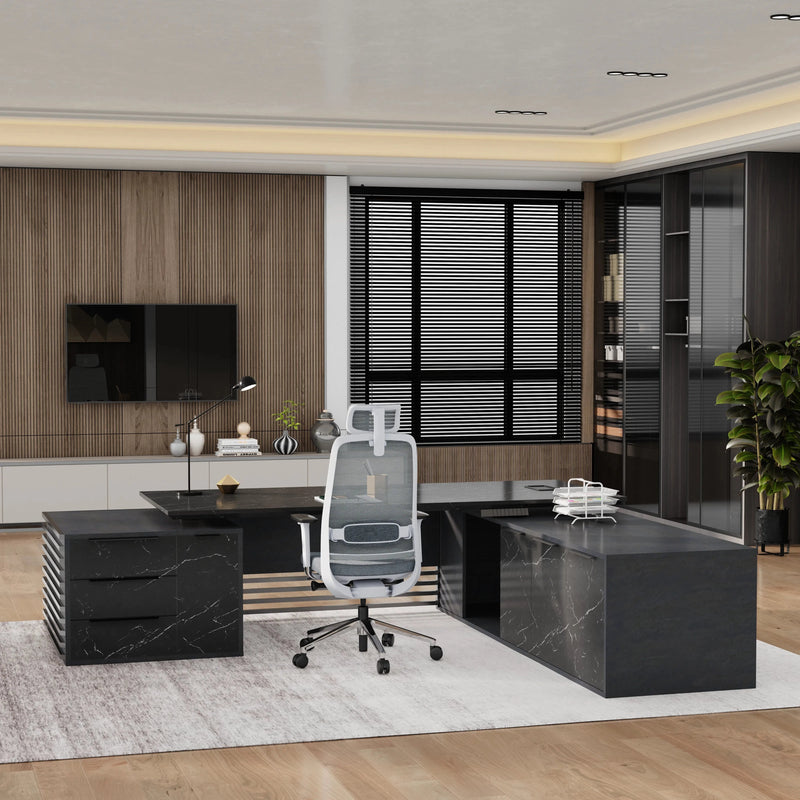 Anderson ยท Modern L-Shaped Executive Desk, Adjustable Height