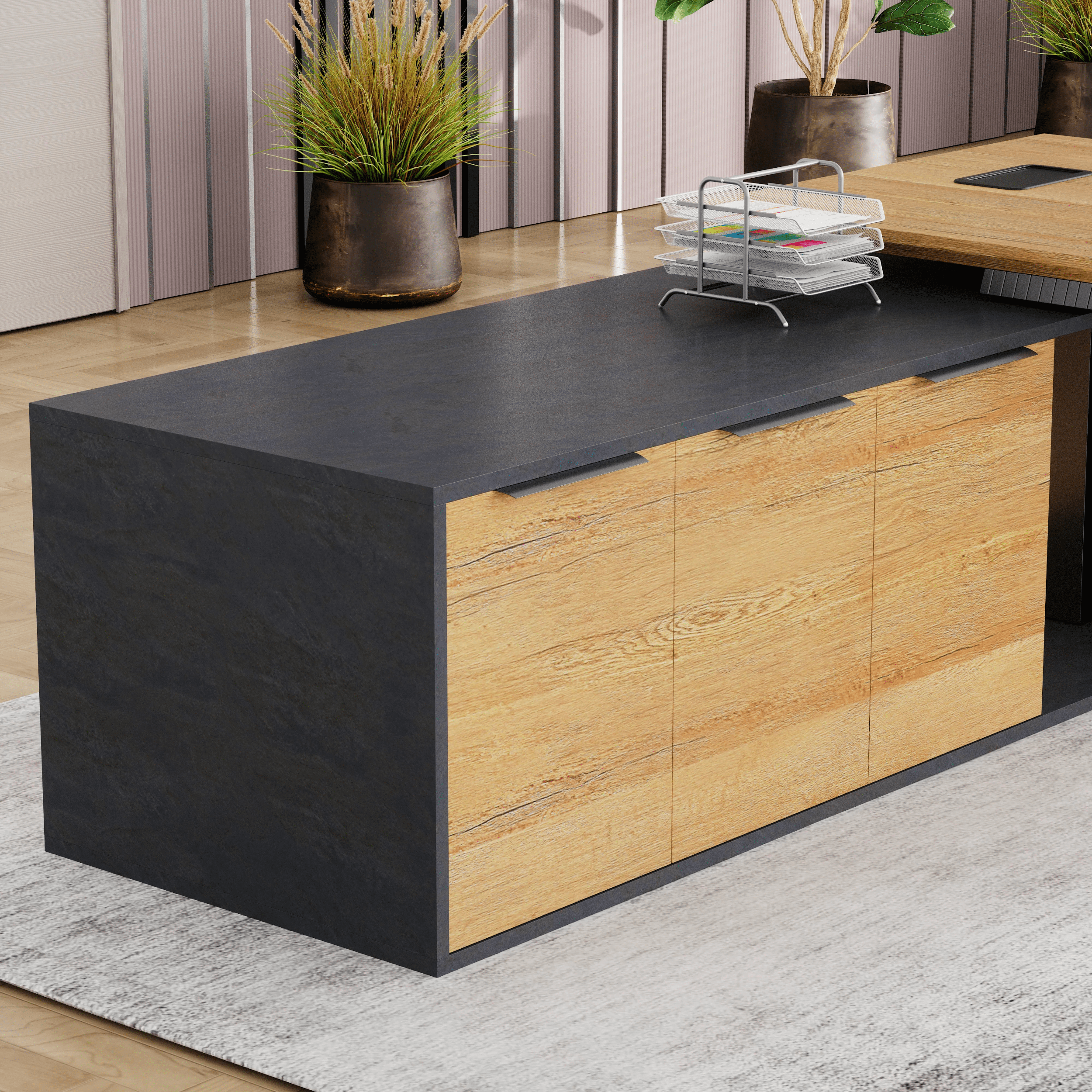 Anderson ยท Modern L-Shaped Executive Desk, Adjustable Height