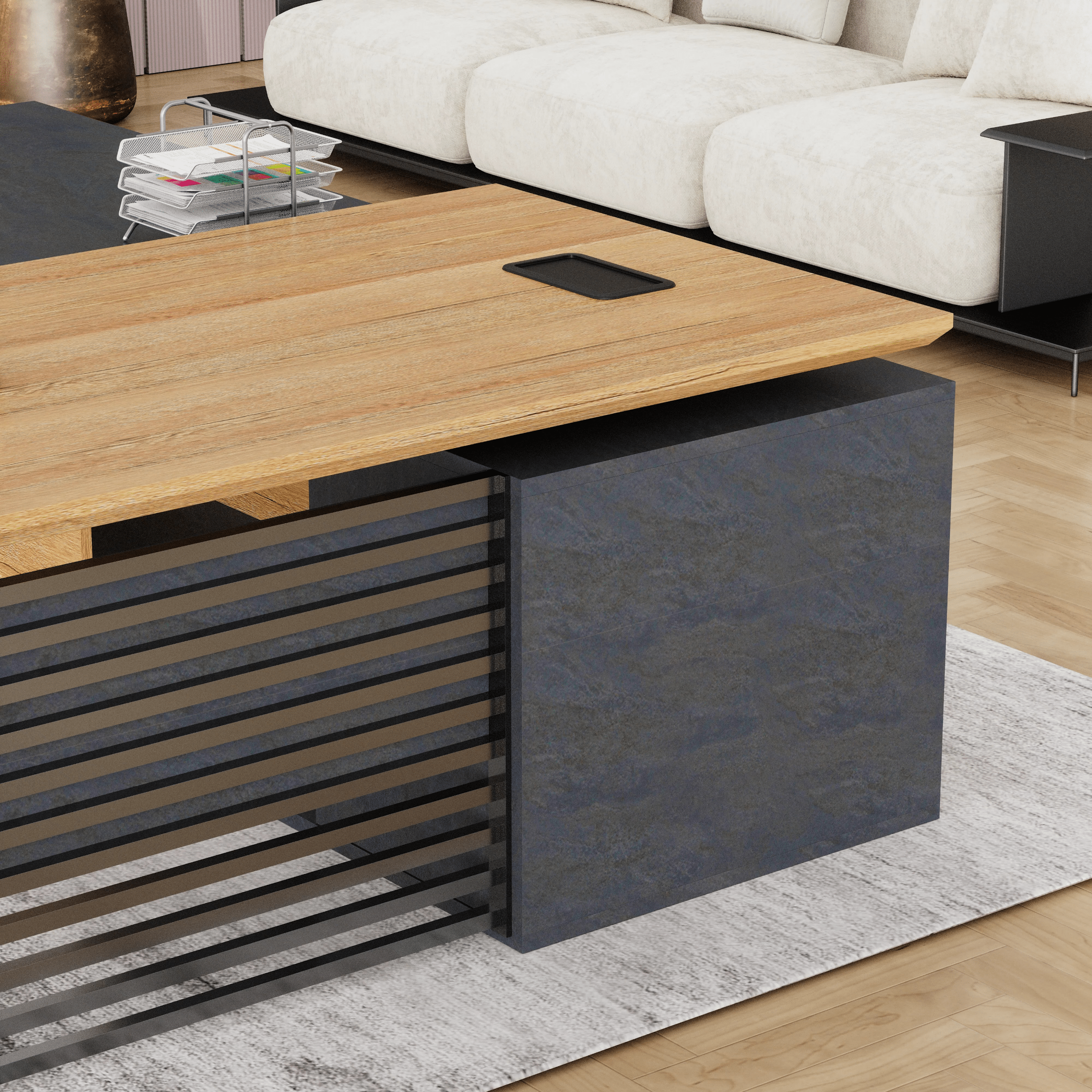 Anderson ยท Modern L-Shaped Executive Desk, Adjustable Height