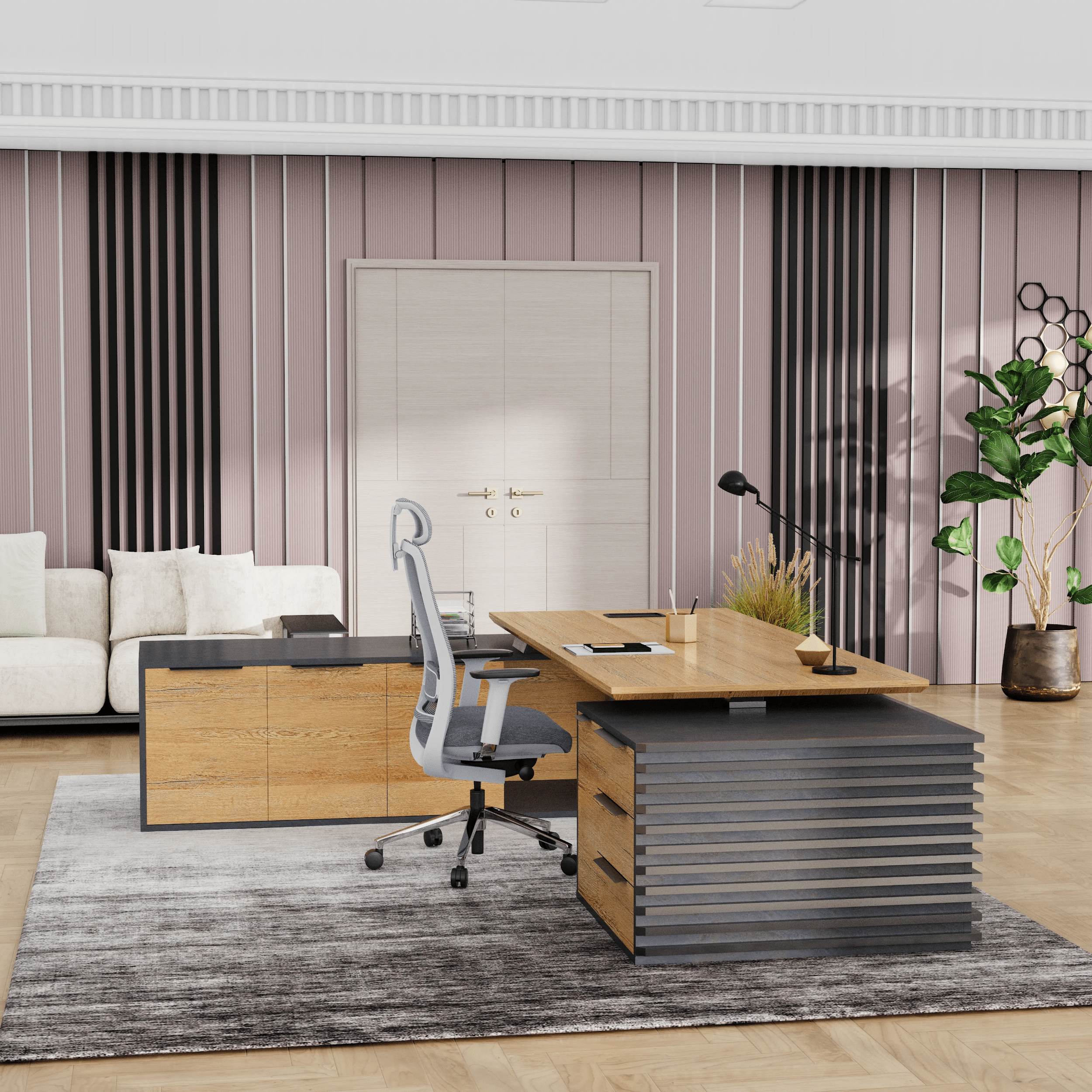 Anderson ยท Modern L-Shaped Executive Desk, Adjustable Height