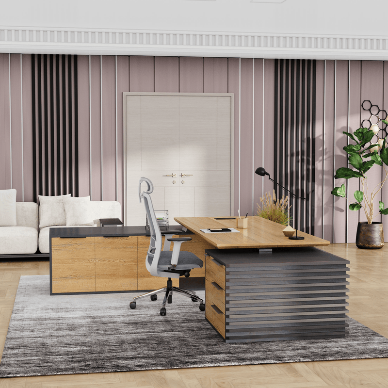 Anderson ยท Modern L-Shaped Executive Desk, Adjustable Height
