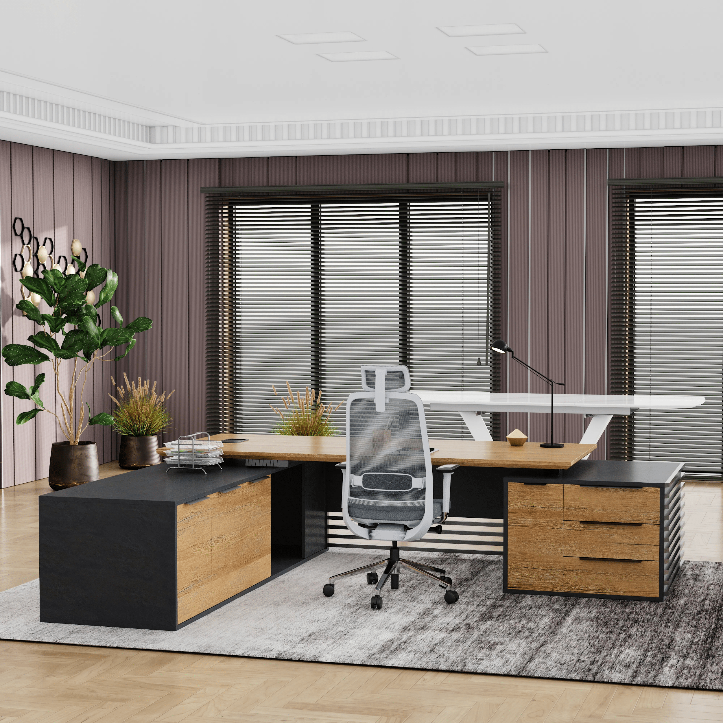 Anderson ยท Modern L-Shaped Executive Desk, Adjustable Height
