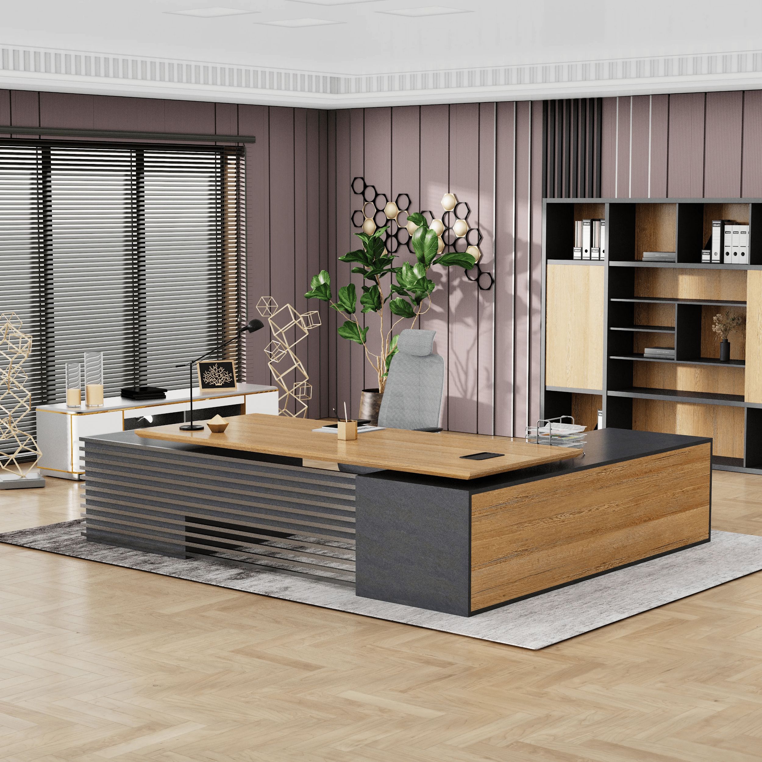 Anderson ยท Modern L-Shaped Executive Desk, Adjustable Height