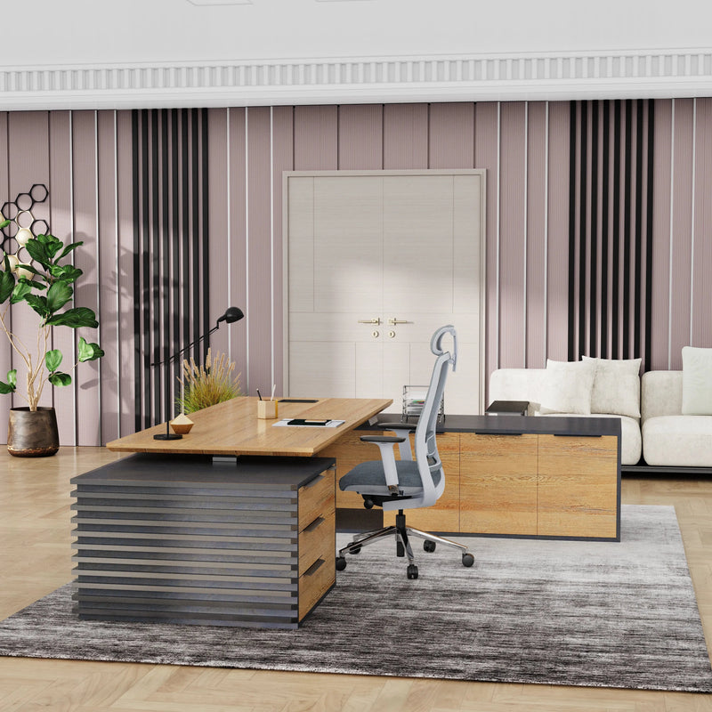 Anderson ยท Modern L-Shaped Executive Desk, Adjustable Height
