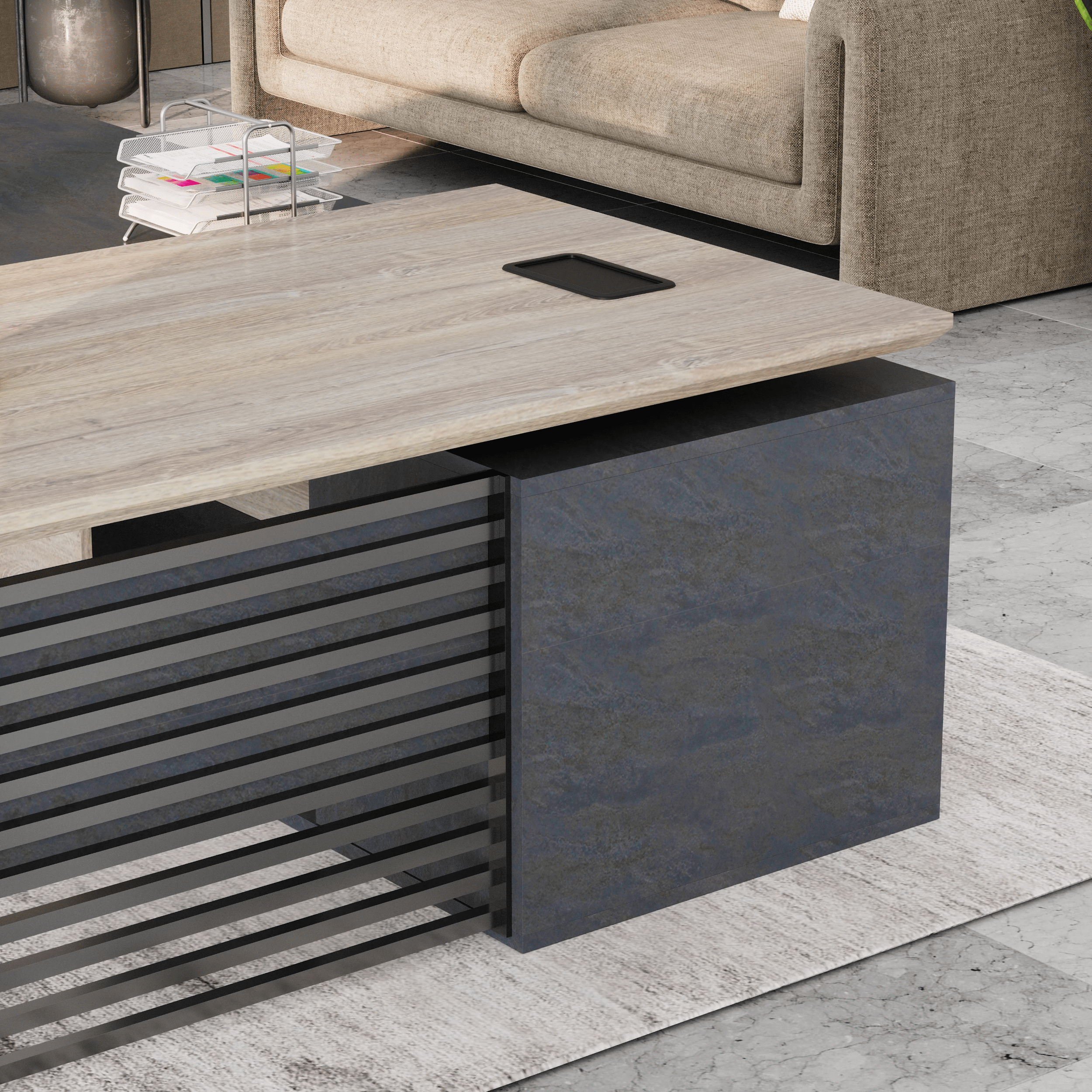 Anderson ยท Modern L-Shaped Executive Desk, Adjustable Height