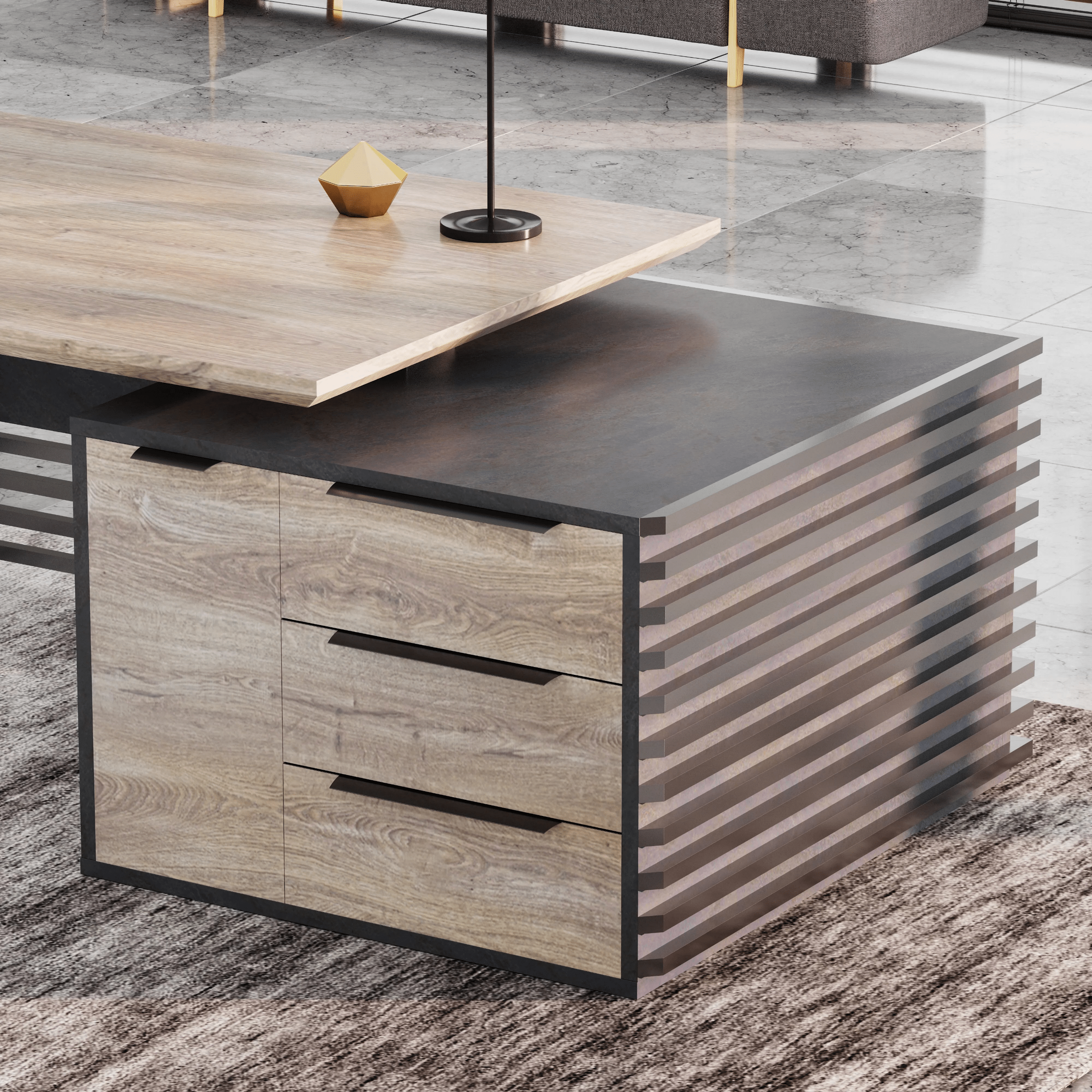 Anderson ยท Modern L-Shaped Executive Desk, Adjustable Height