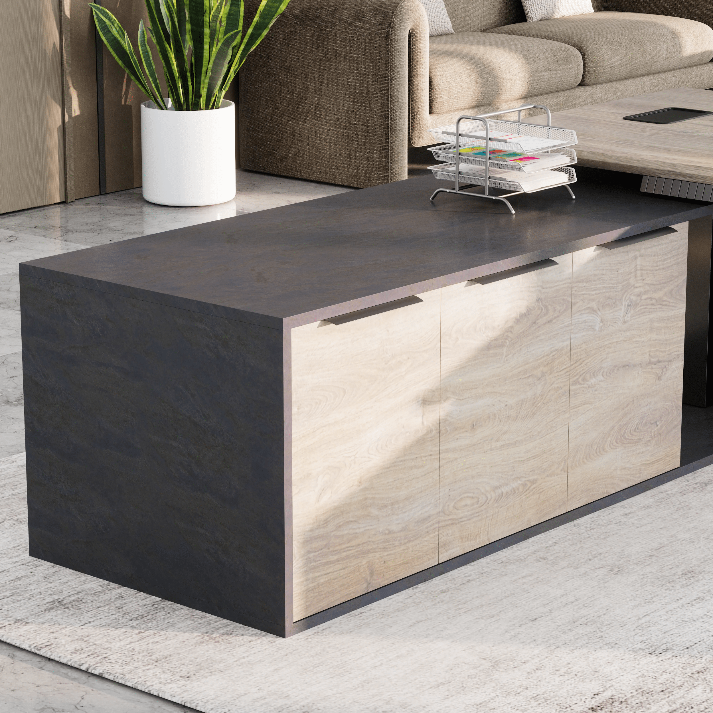 Anderson ยท Modern L-Shaped Executive Desk, Adjustable Height