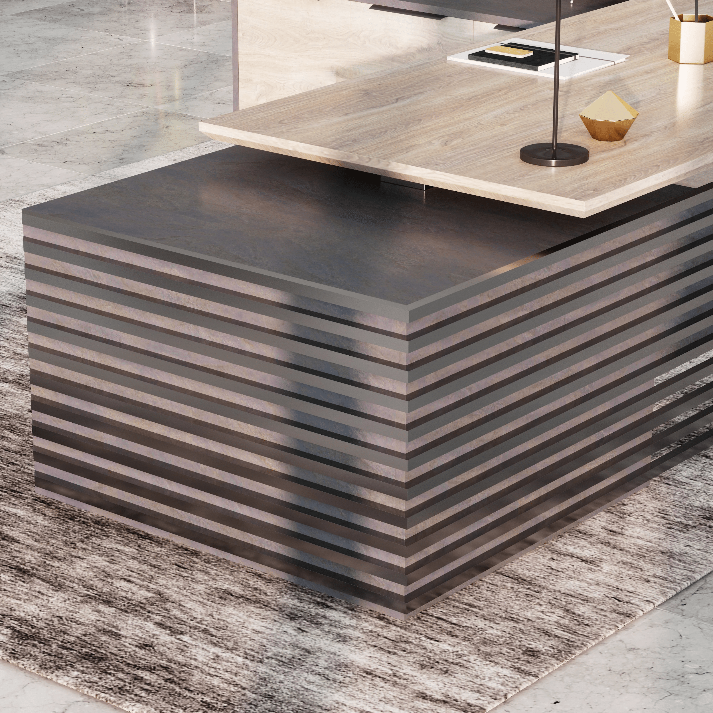Anderson ยท Modern L-Shaped Executive Desk, Adjustable Height
