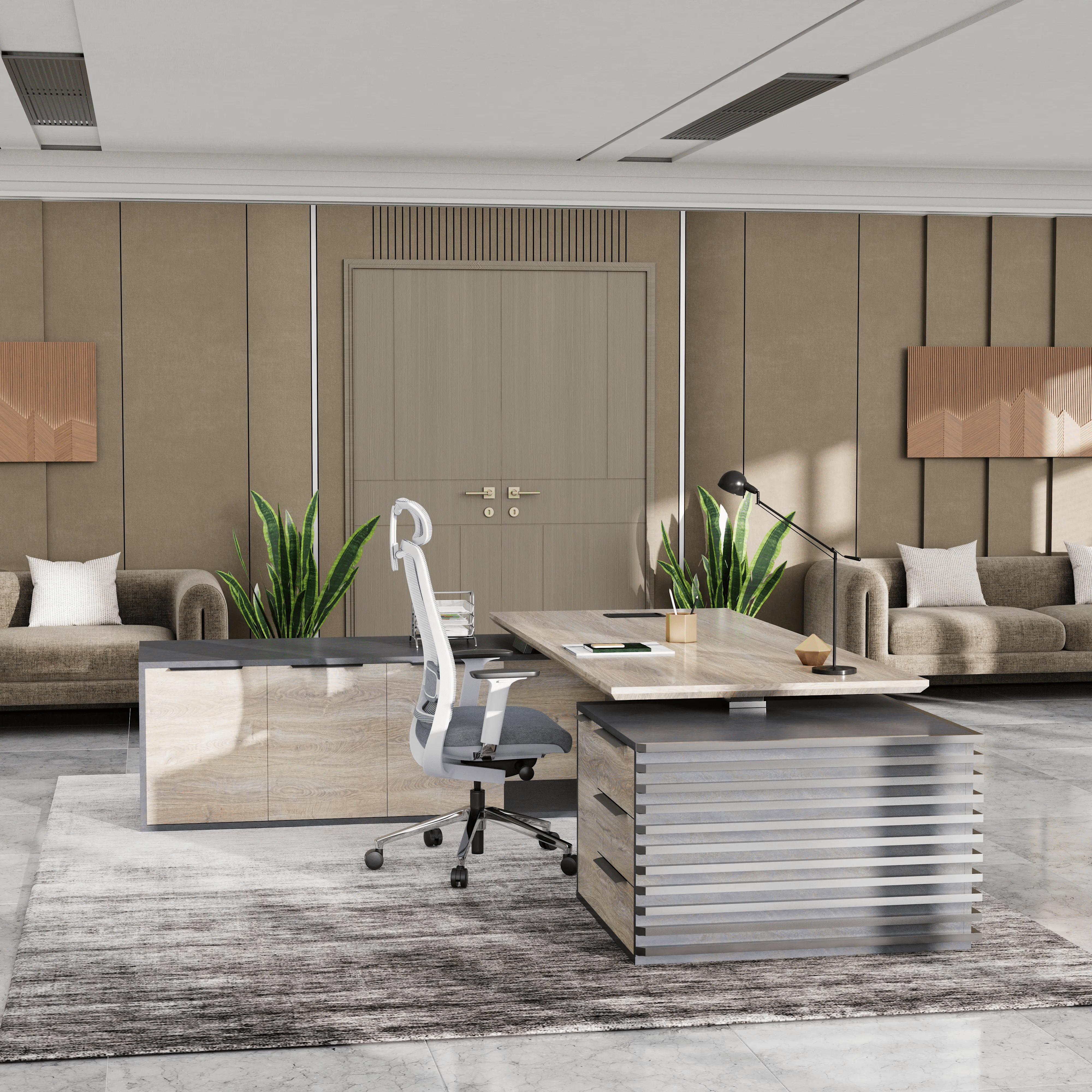 Anderson ยท Modern L-Shaped Executive Desk, Adjustable Height