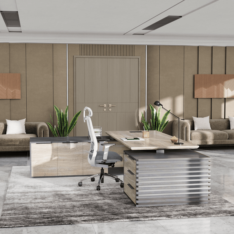 Anderson ยท Modern L-Shaped Executive Desk, Adjustable Height