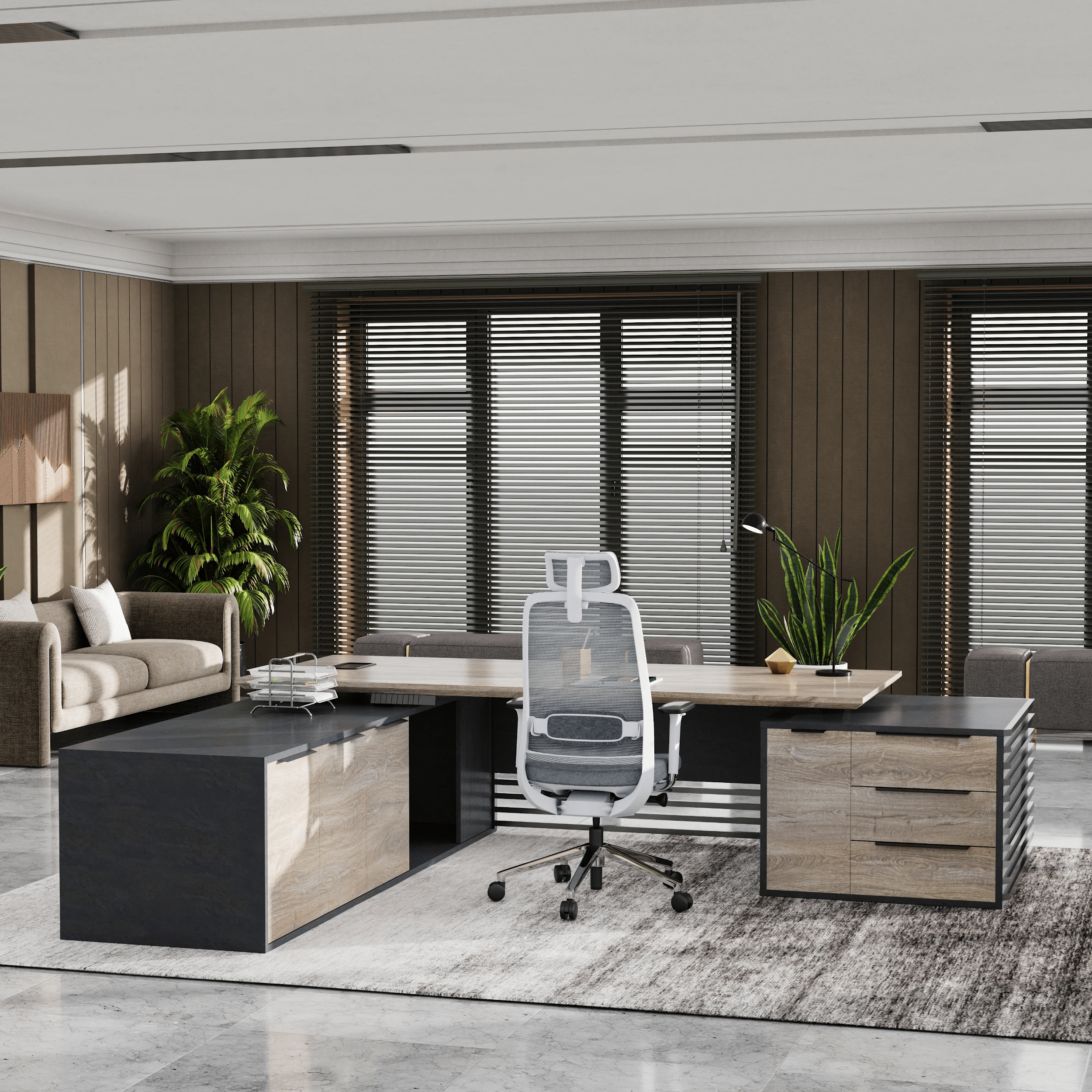Anderson ยท Modern L-Shaped Executive Desk, Adjustable Height