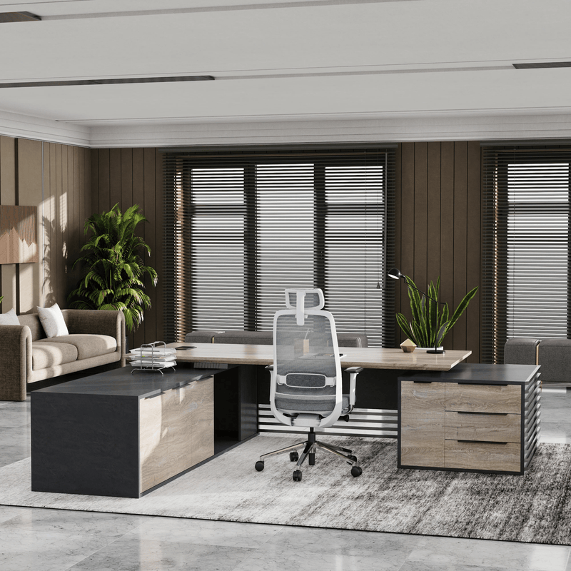 Anderson ยท Modern L-Shaped Executive Desk, Adjustable Height