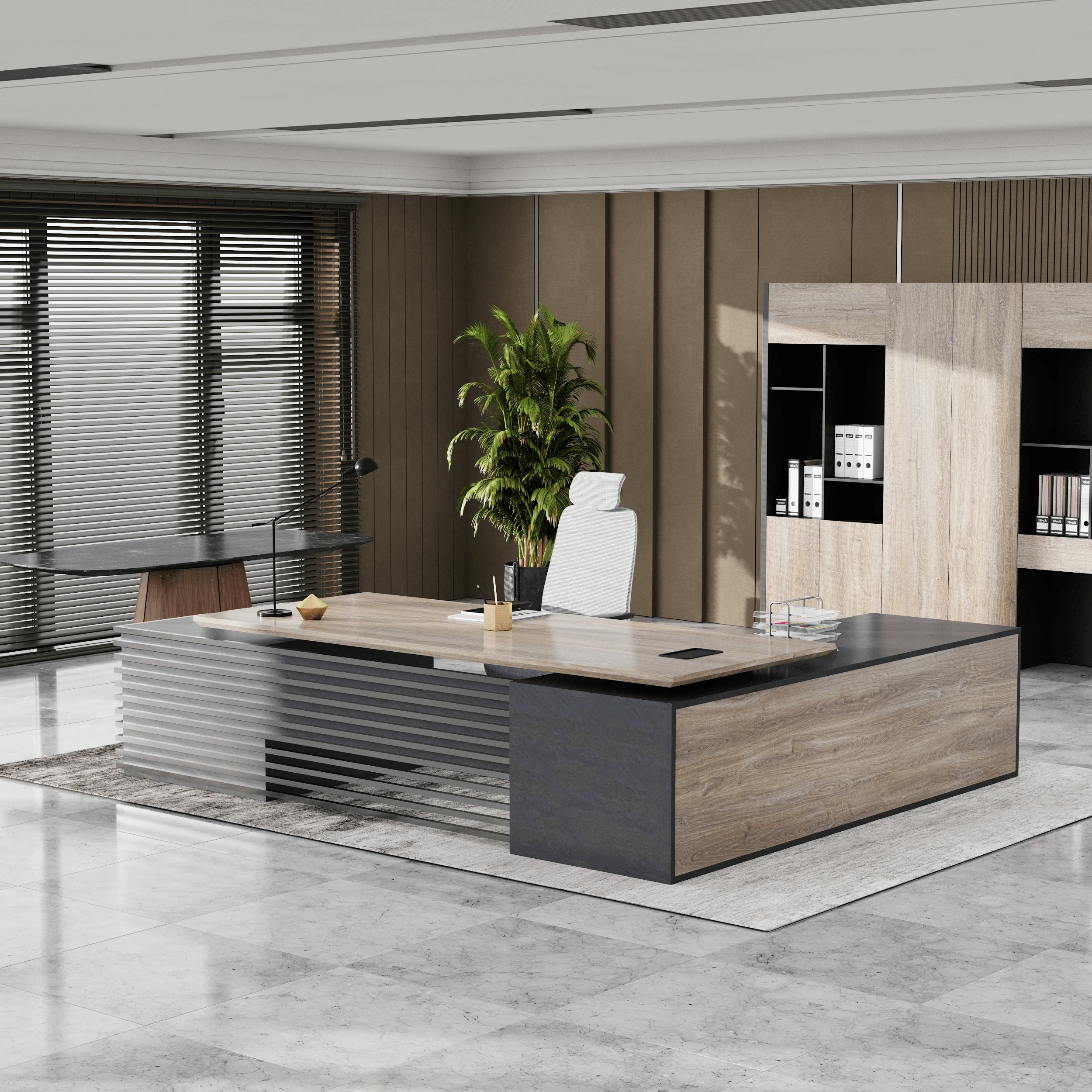 Anderson ยท Modern L-Shaped Executive Desk, Adjustable Height