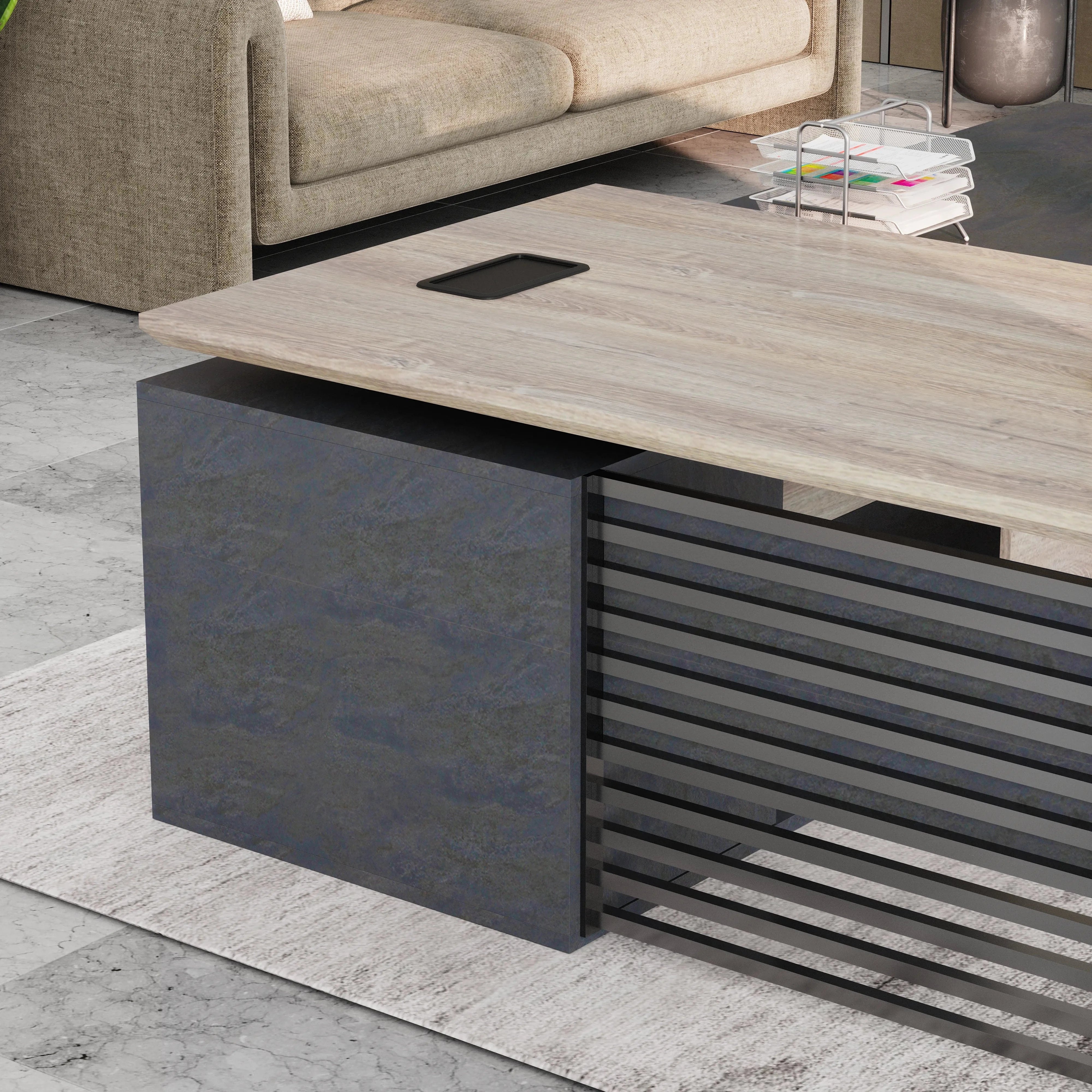 Anderson ยท Modern L-Shaped Executive Desk, Adjustable Height