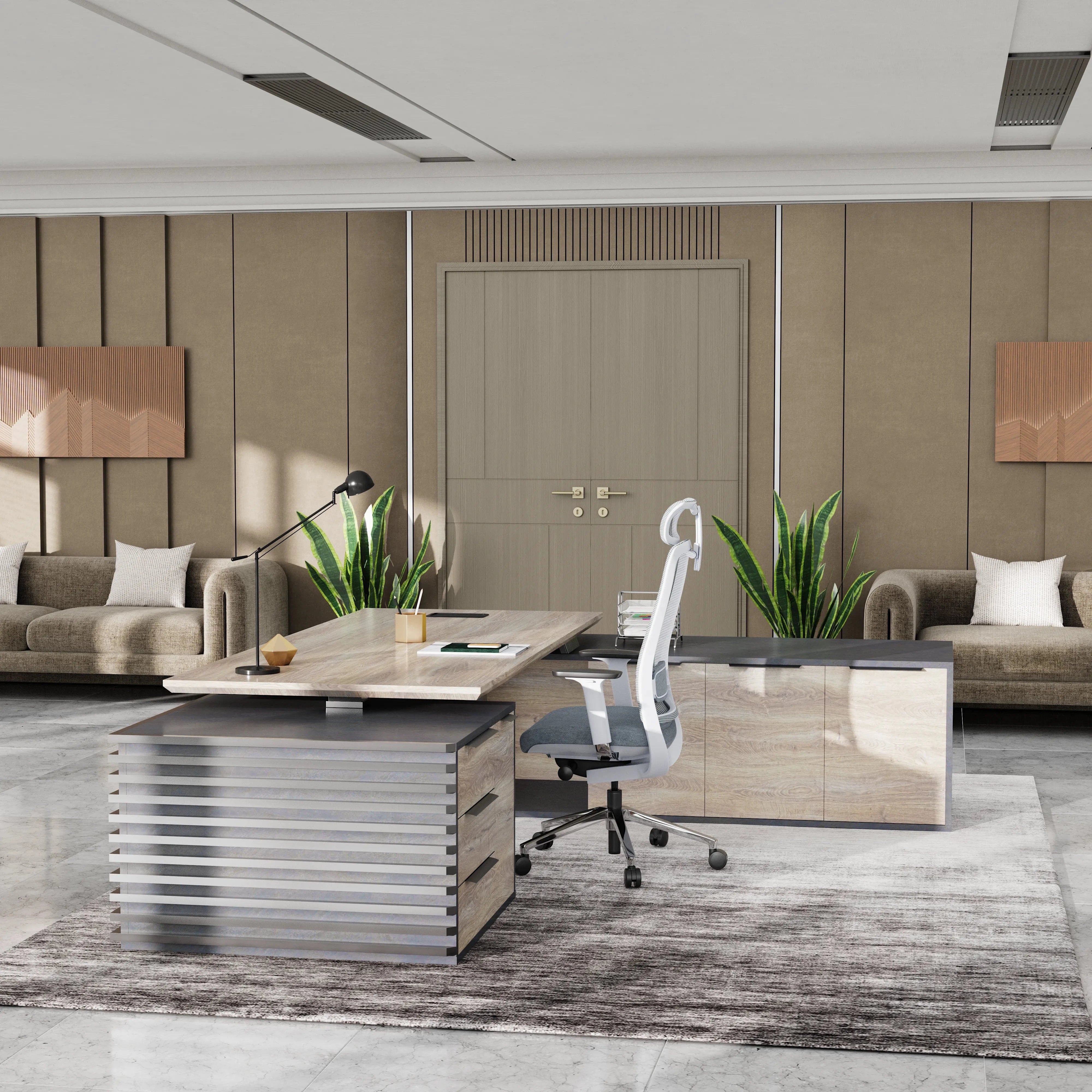 Anderson ยท Modern L-Shaped Executive Desk, Adjustable Height