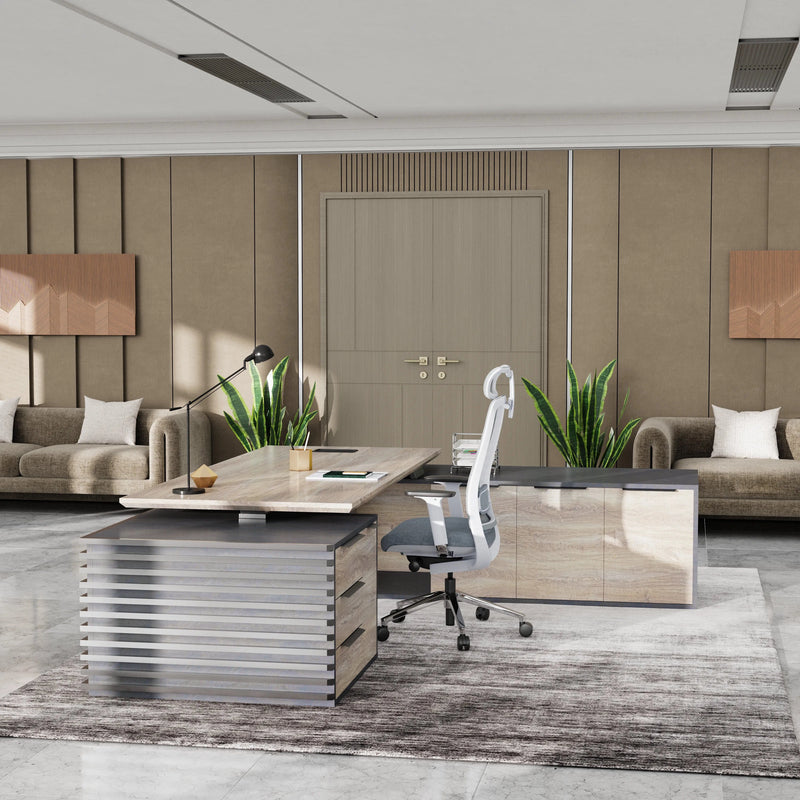 Anderson ยท Modern L-Shaped Executive Desk, Adjustable Height