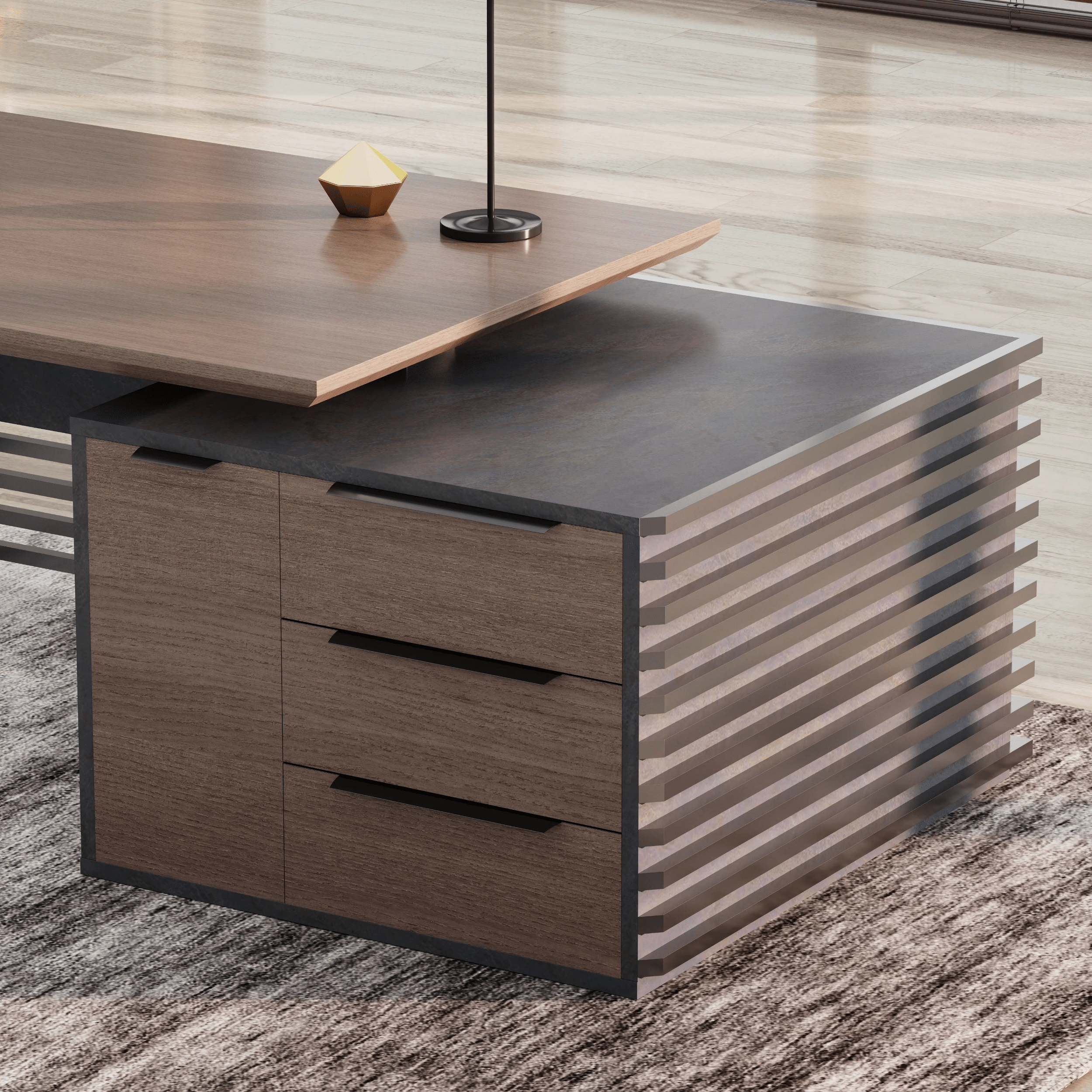 Anderson ยท Modern L-Shaped Executive Desk, Adjustable Height