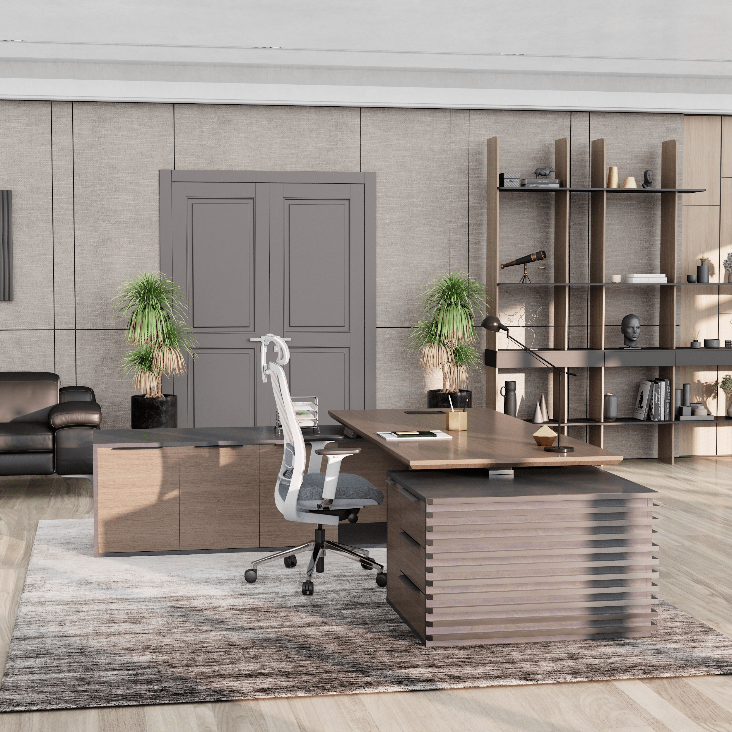 Anderson ยท Modern L-Shaped Executive Desk, Adjustable Height