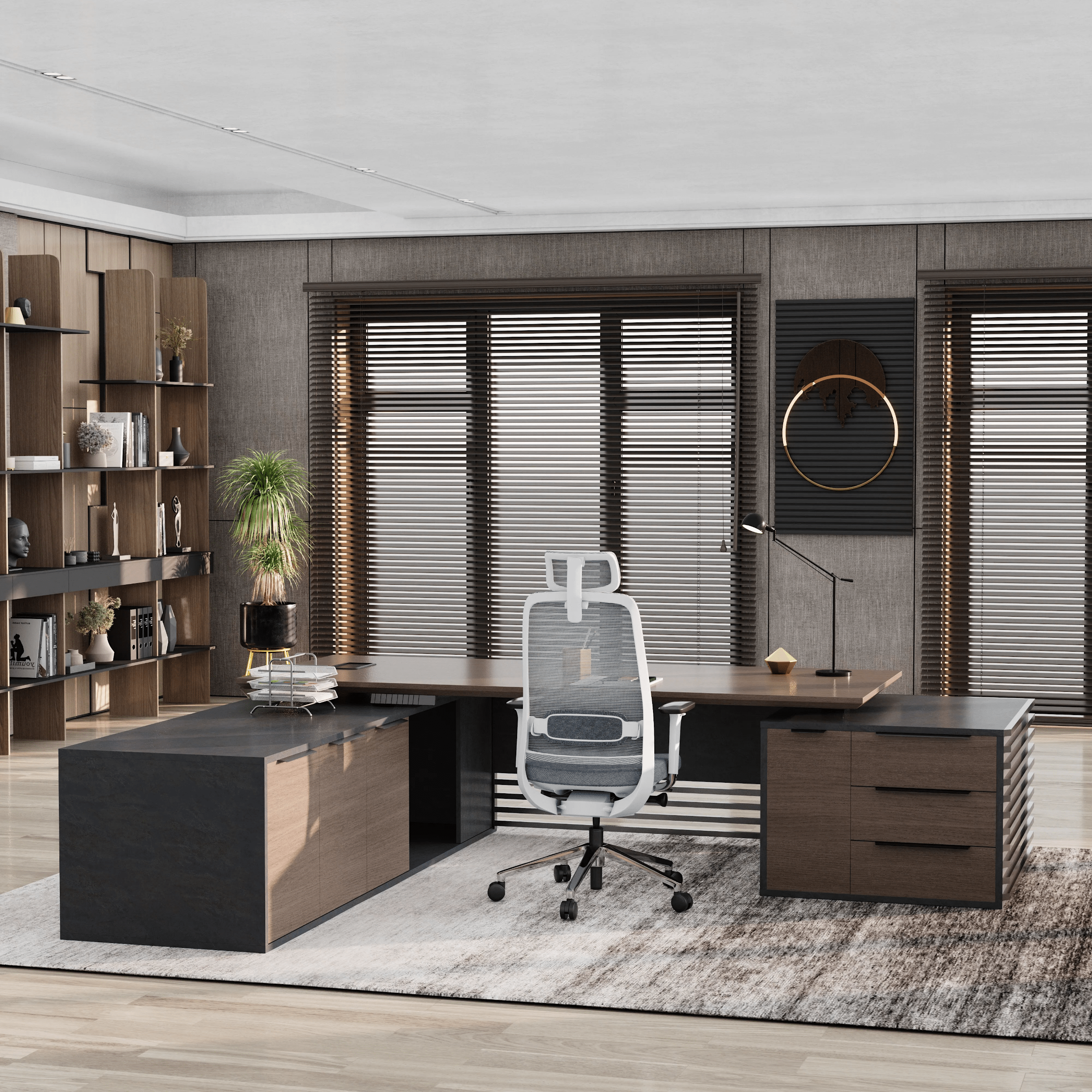 Anderson ยท Modern L-Shaped Executive Desk, Adjustable Height