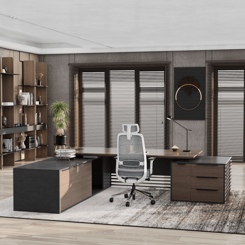Anderson ยท Modern L-Shaped Executive Desk, Adjustable Height