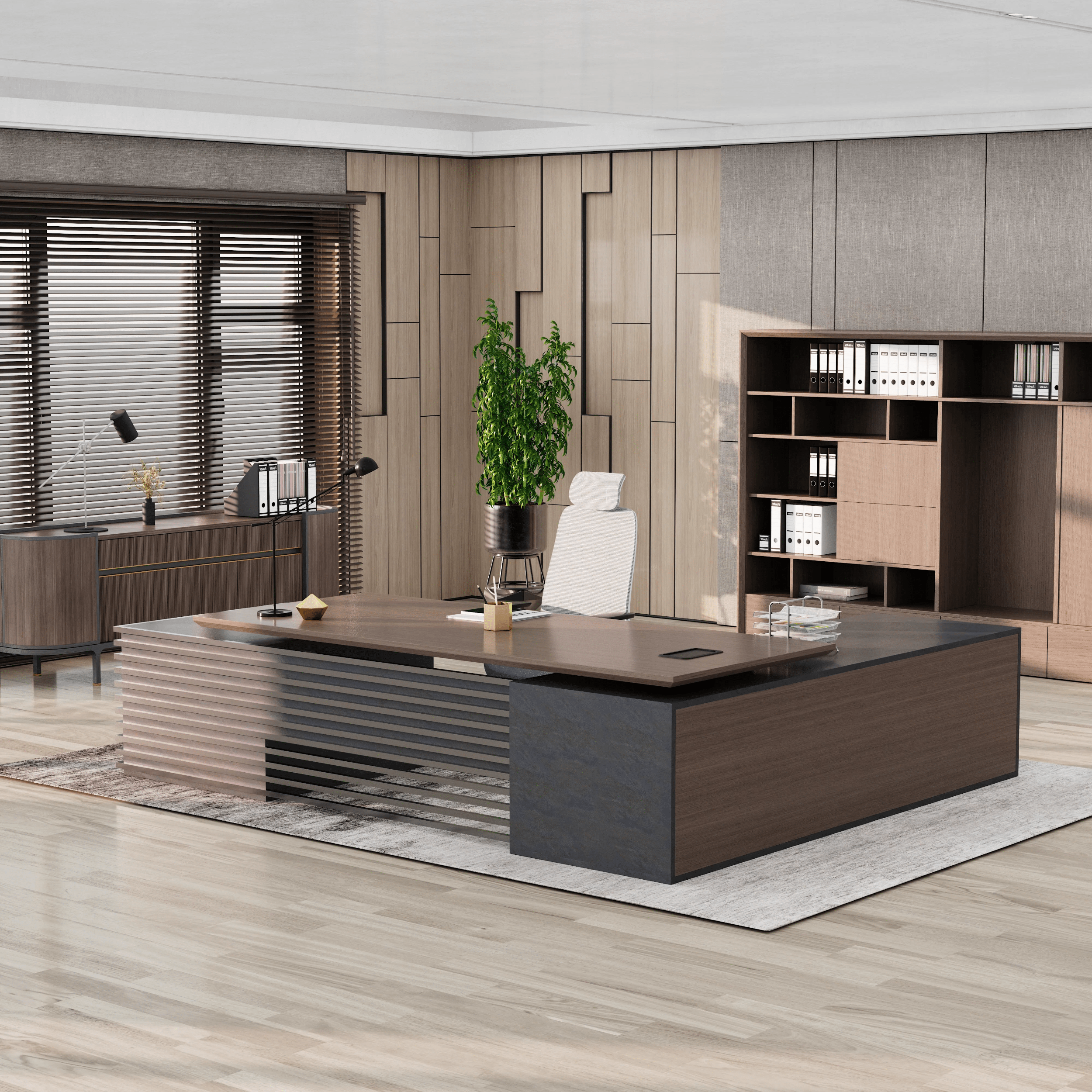 Anderson ยท Modern L-Shaped Executive Desk, Adjustable Height