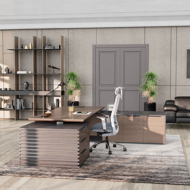 Anderson ยท Modern L-Shaped Executive Desk, Adjustable Height