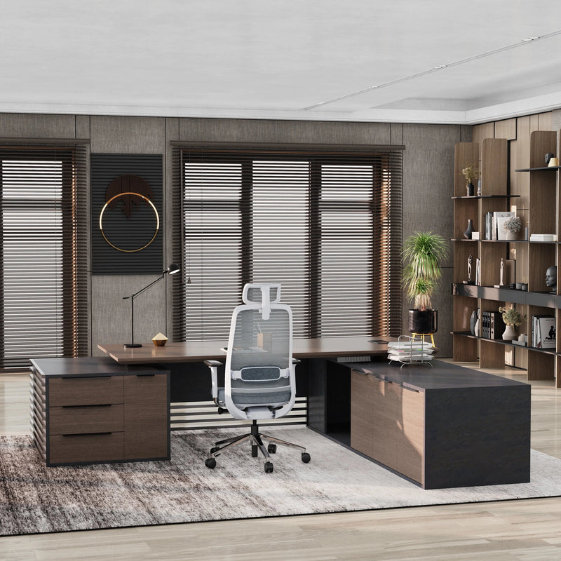 Anderson ยท Modern L-Shaped Executive Desk, Adjustable Height