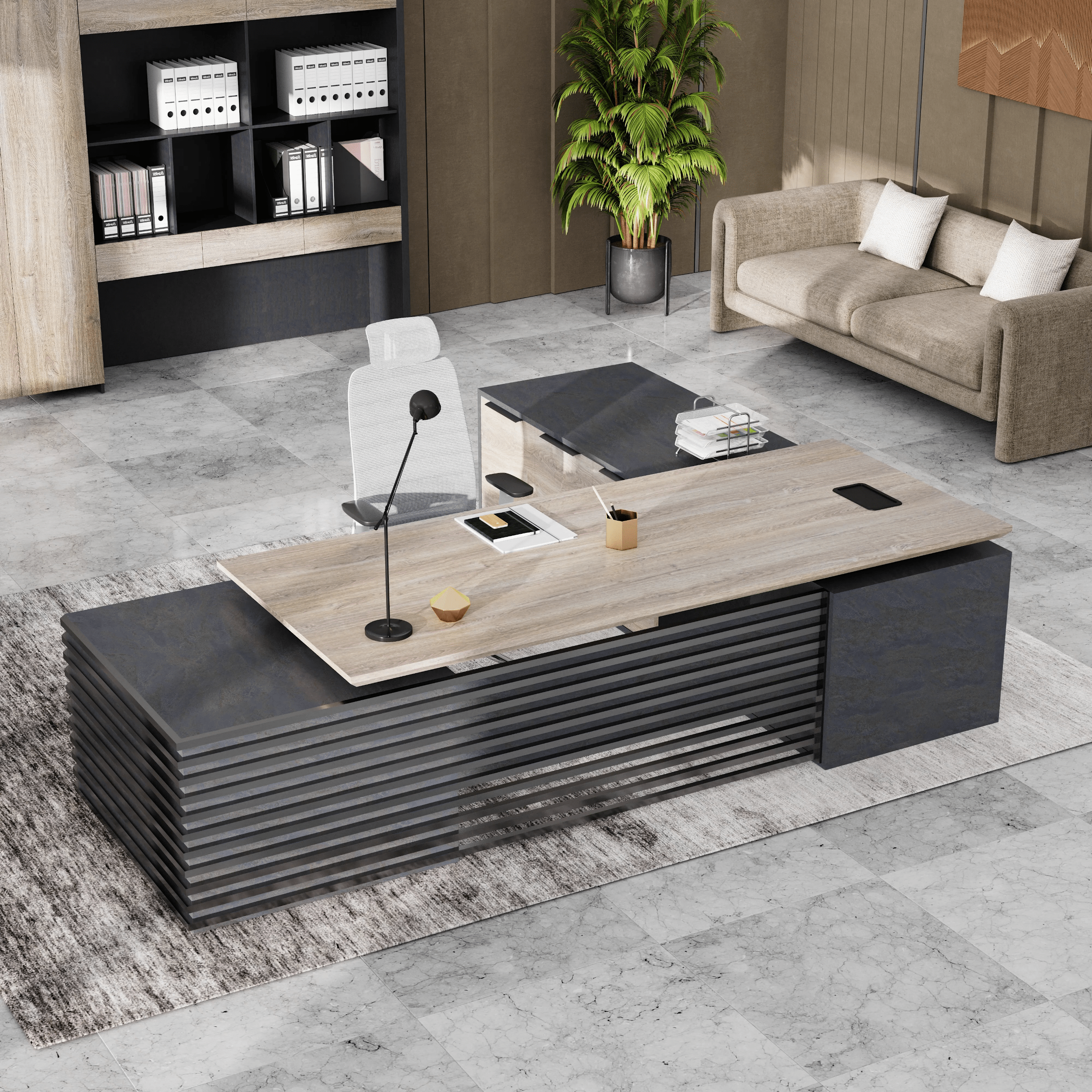 Anderson ยท Modern L-Shaped Executive Desk, Adjustable Height
