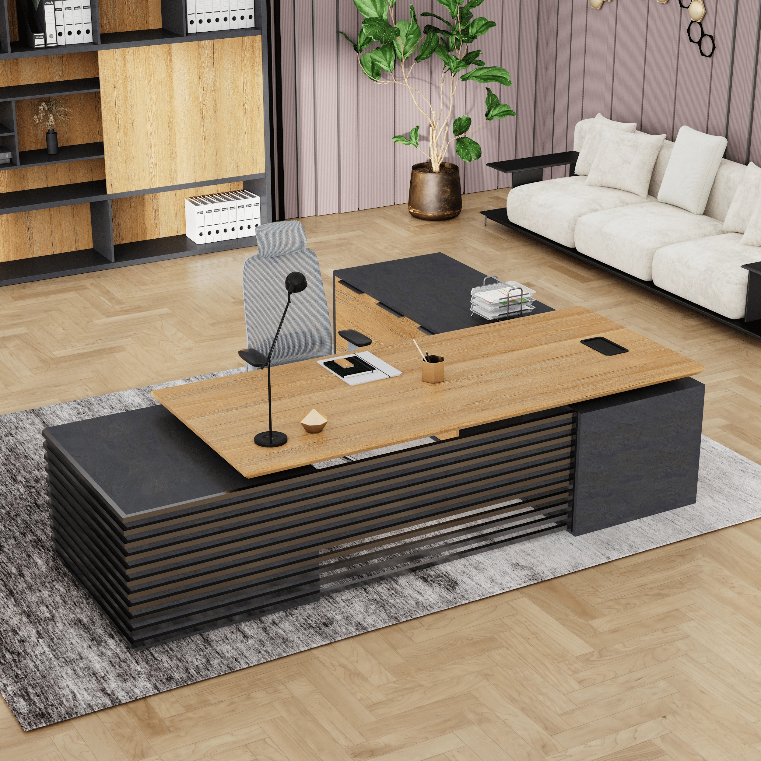Anderson ยท Modern L-Shaped Executive Desk, Adjustable Height