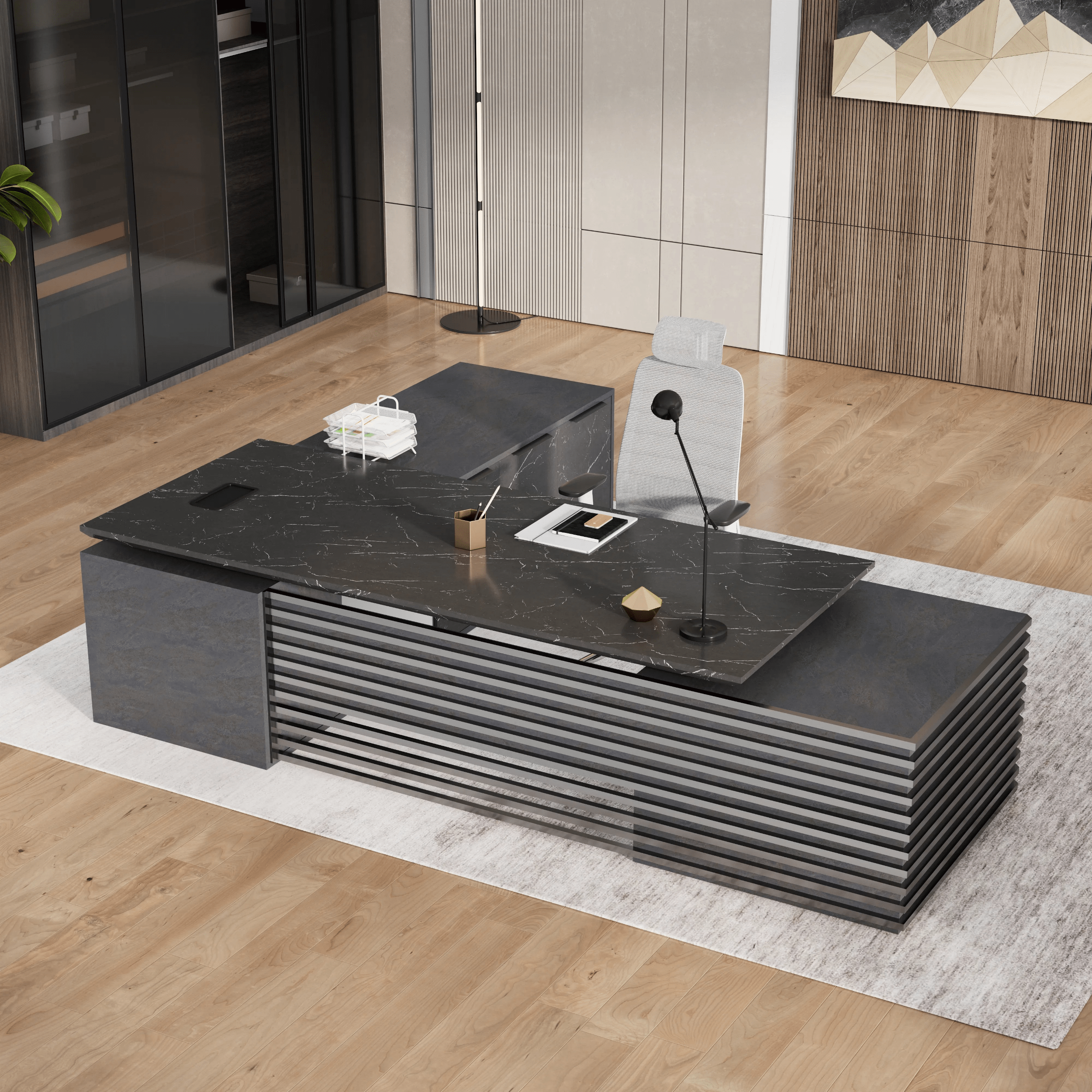 Anderson ยท Modern L-Shaped Executive Desk, Adjustable Height