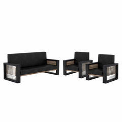 Sofás tipo lounge Asher de 34 a 81" de cuero sintético negro con estructura de madera de ingeniería | AF Essence Tribeca WX-N2823