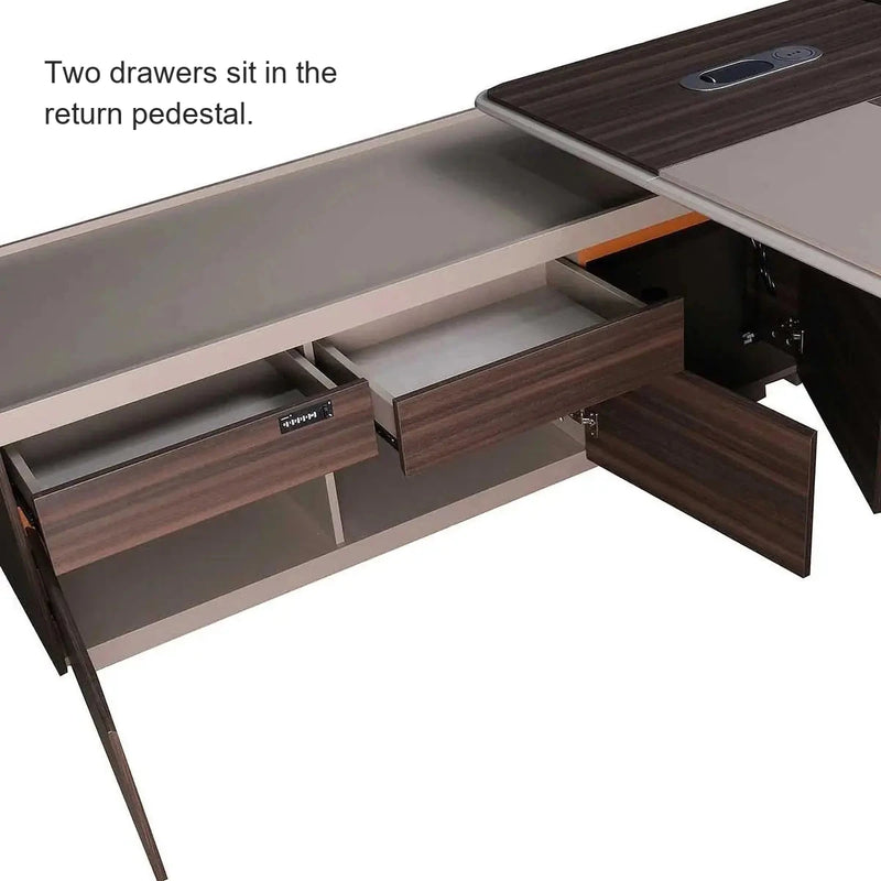 Pendrith return cabinet open with tray drawer and hatch