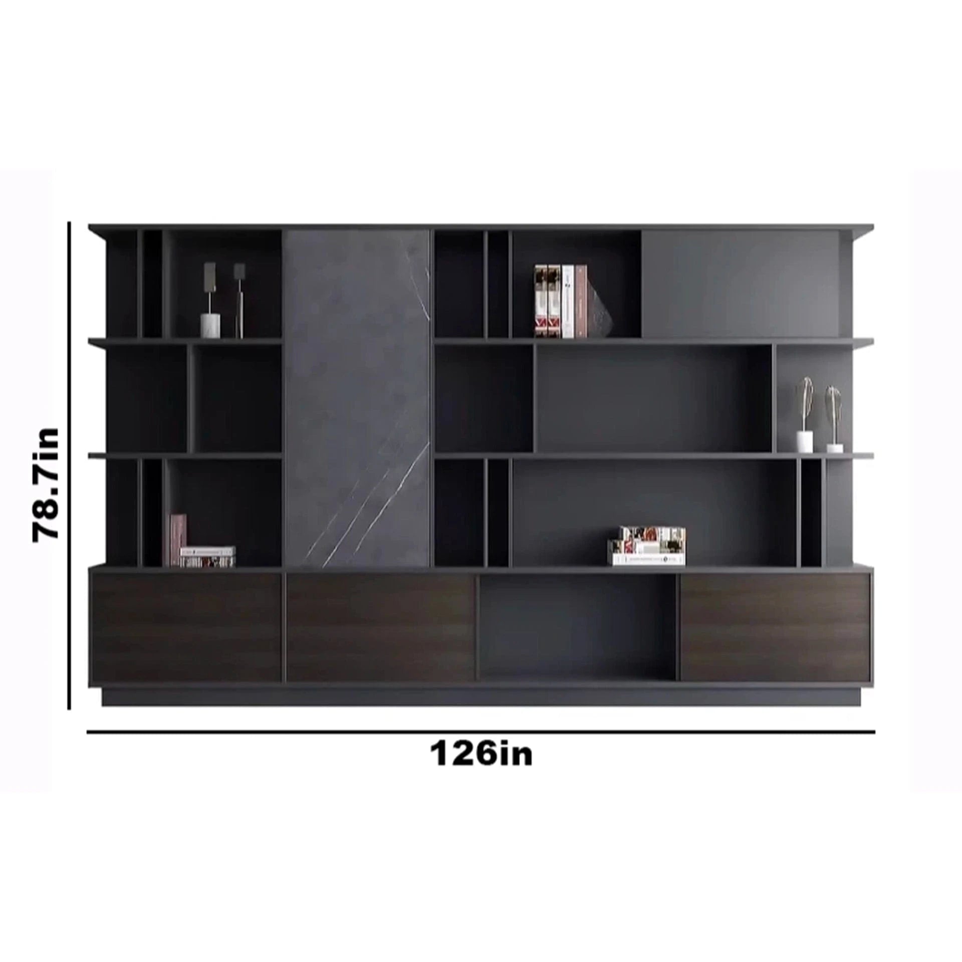 Beleric · 126″W Mixed Media Office Shelves & Storage Cabinets