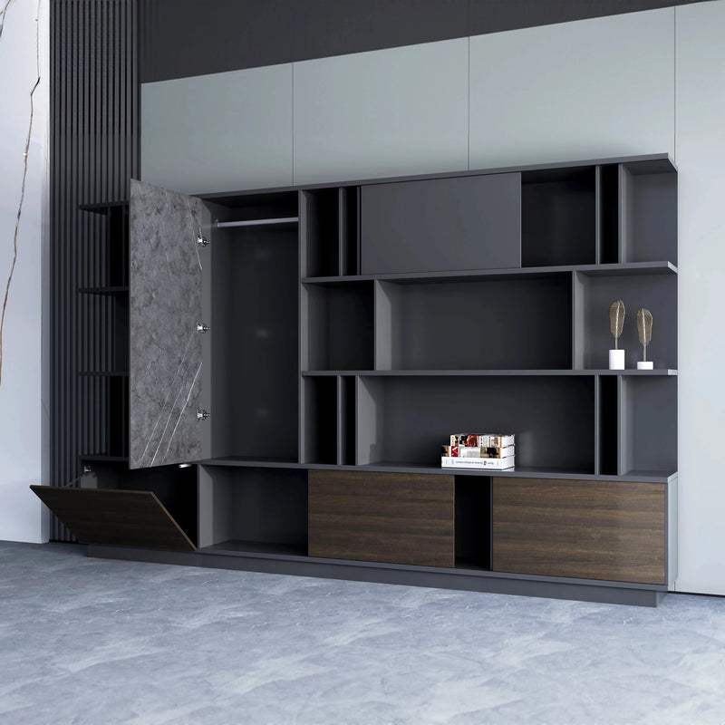 Beleric · 126″W Mixed Media Office Shelves & Storage Cabinets