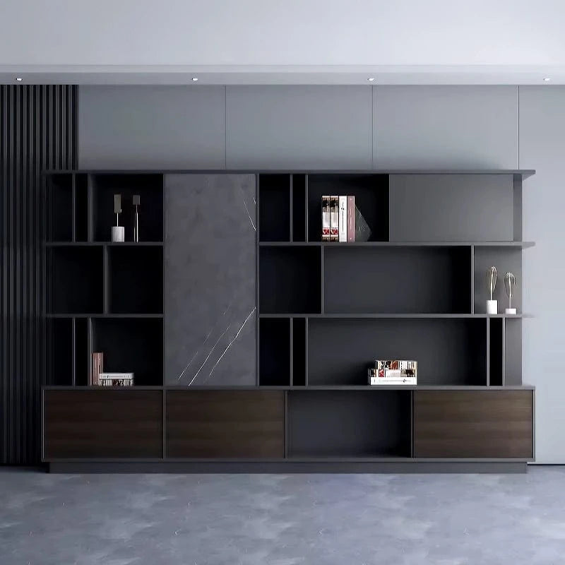 Beleric · 126″W Mixed Media Office Shelves & Storage Cabinets