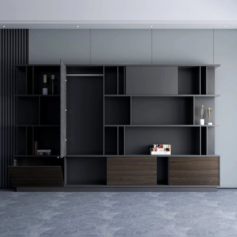 Beleric · 126″W Mixed Media Office Shelves & Storage Cabinets