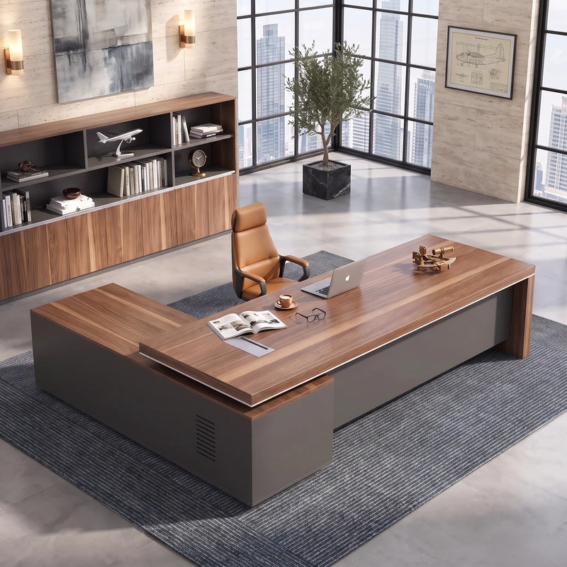 Belford desk from above in a limestone tower office