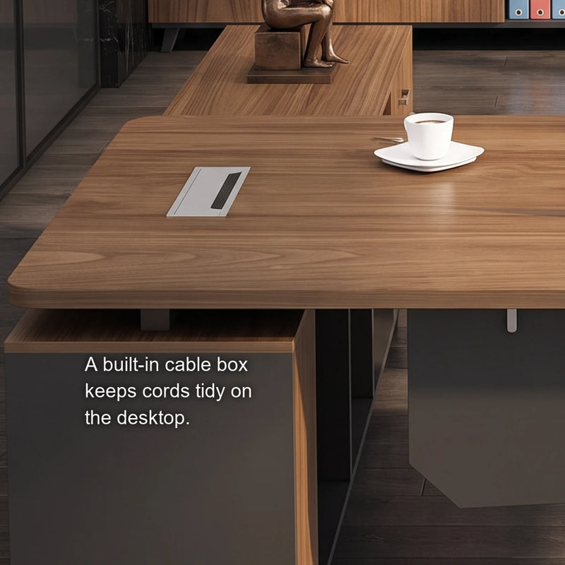 Close-up of the cable box on the Caelum desktop