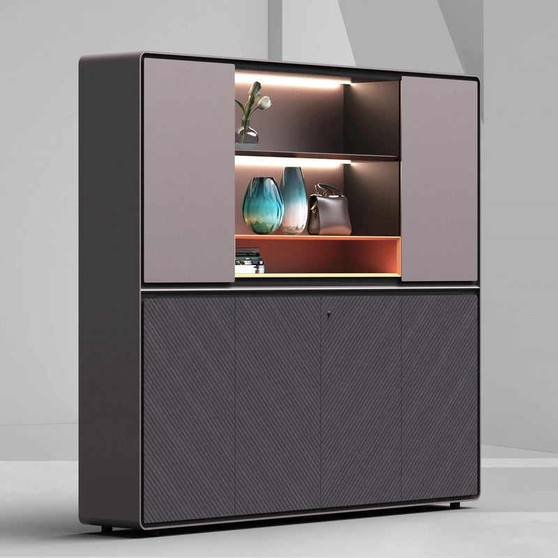 Camilla · Office Shelves w/ Integrated Lighting & Storage Cabinets