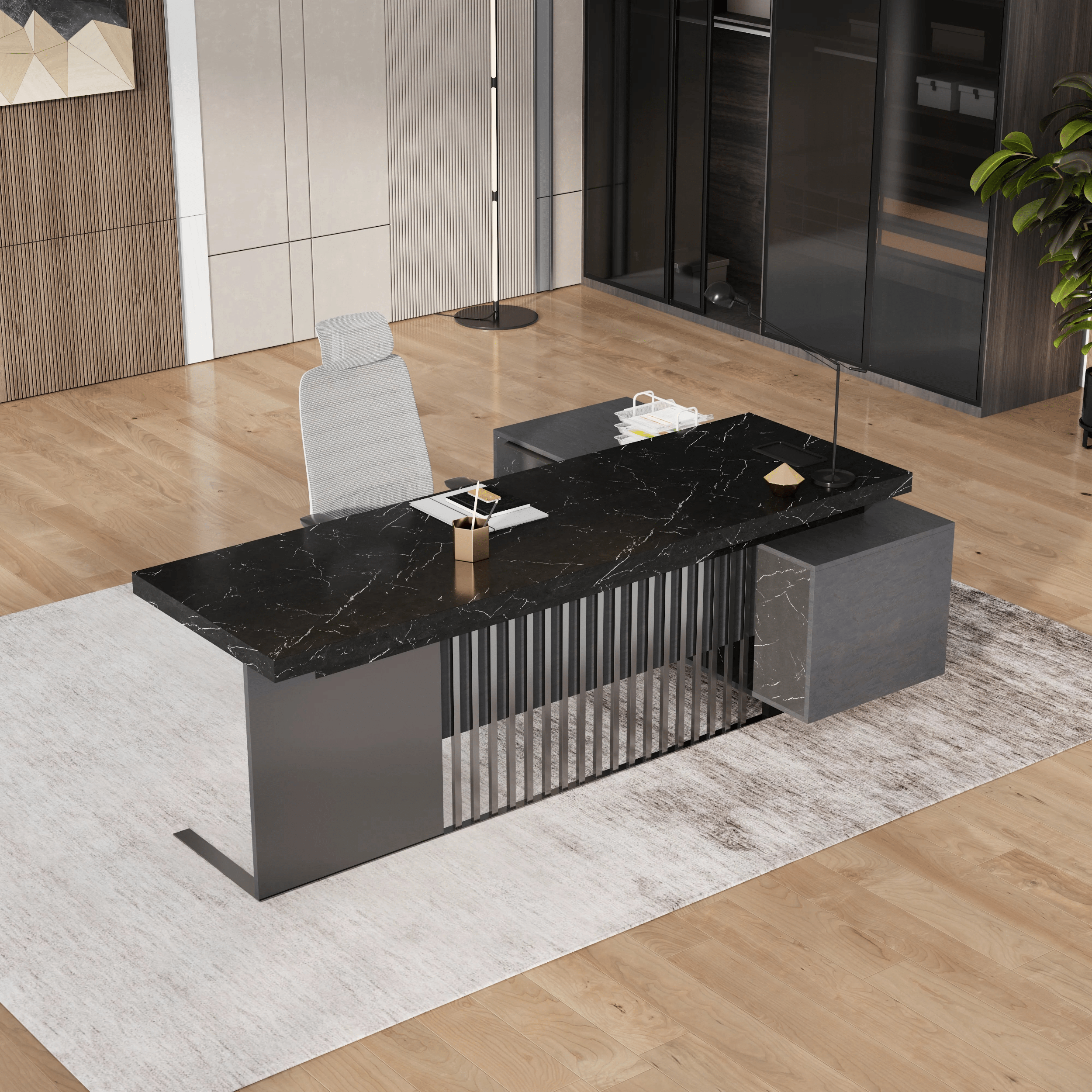 Cecilia ยท Modern L-Shaped Executive Desk
