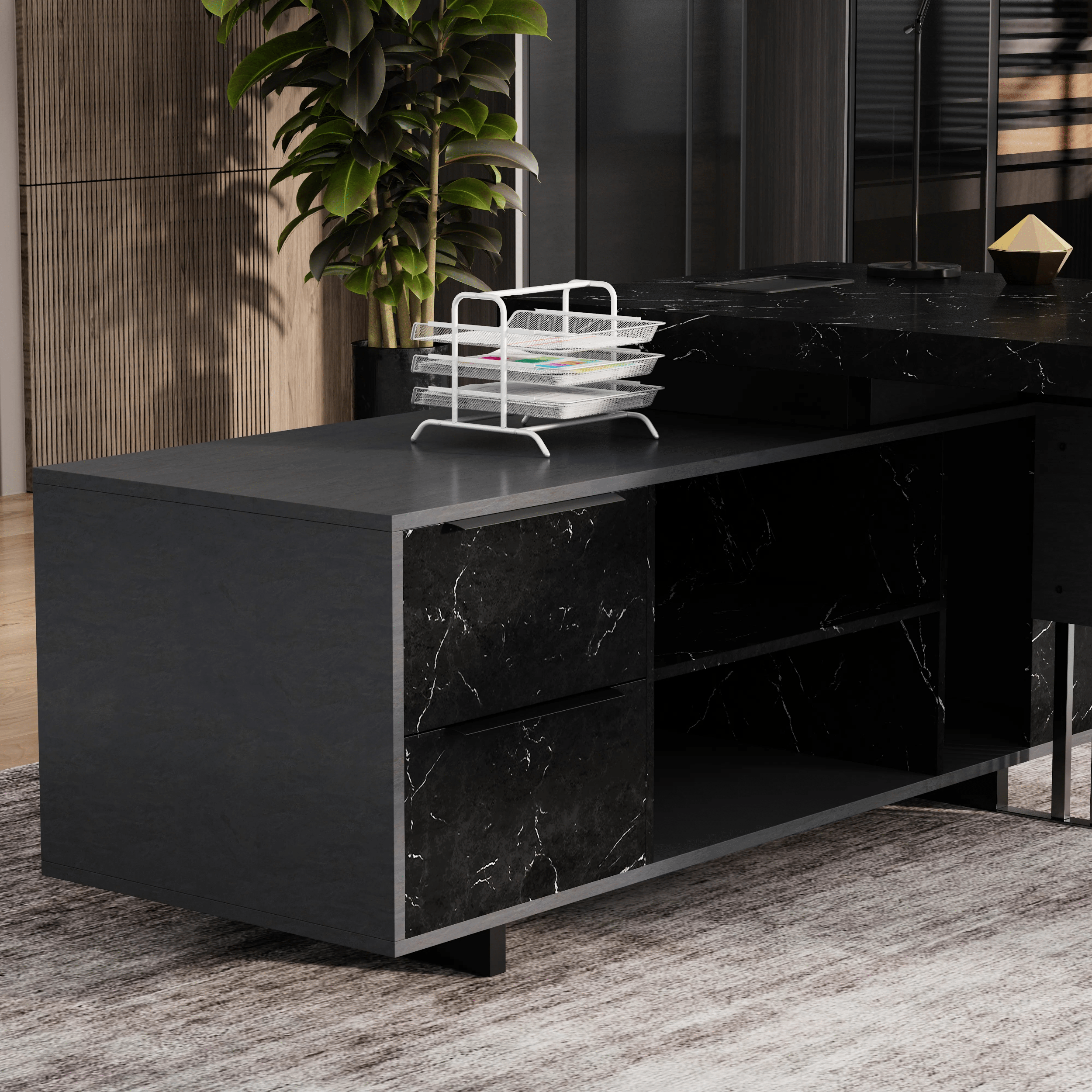 Cecilia ยท Modern L-Shaped Executive Desk