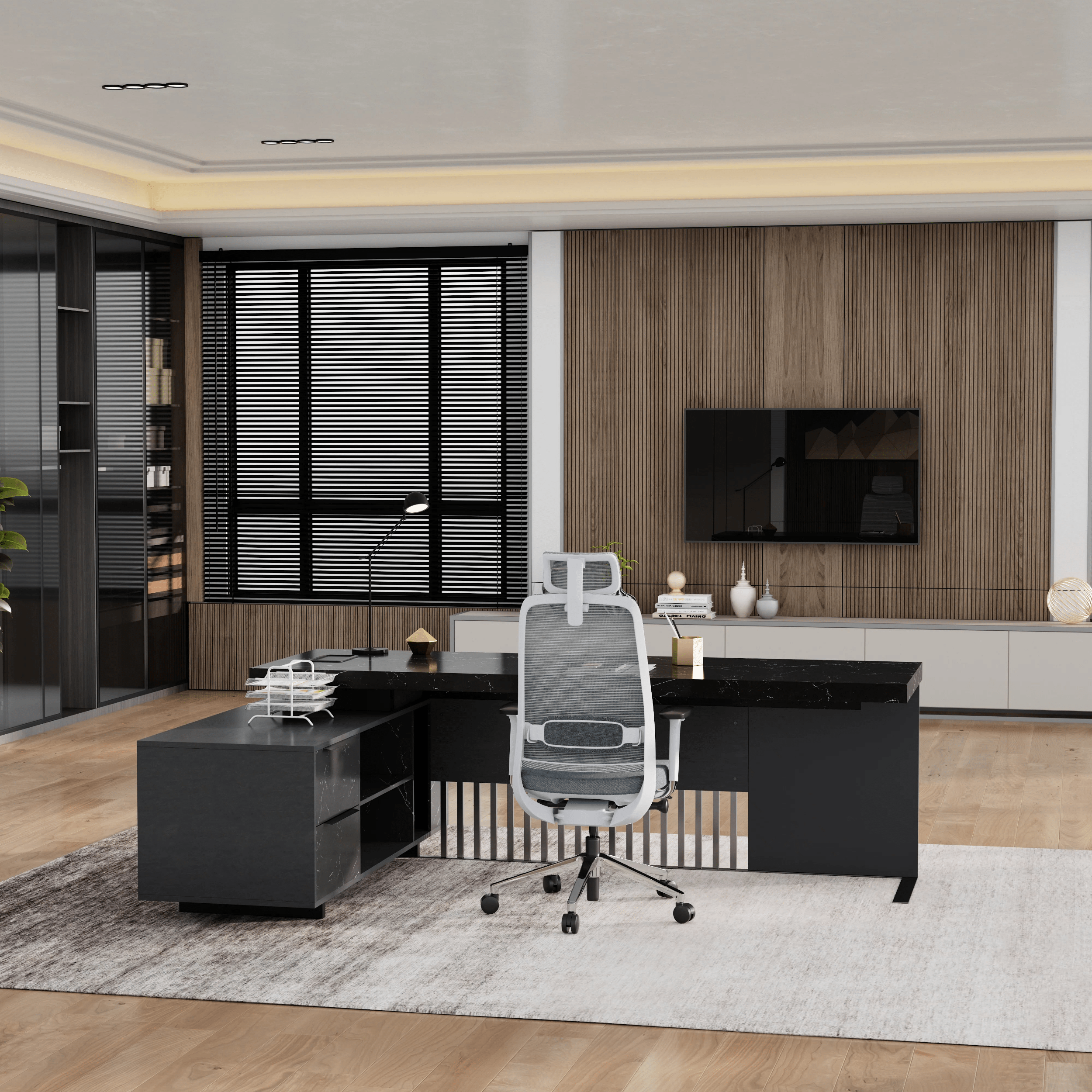 Cecilia ยท Modern L-Shaped Executive Desk