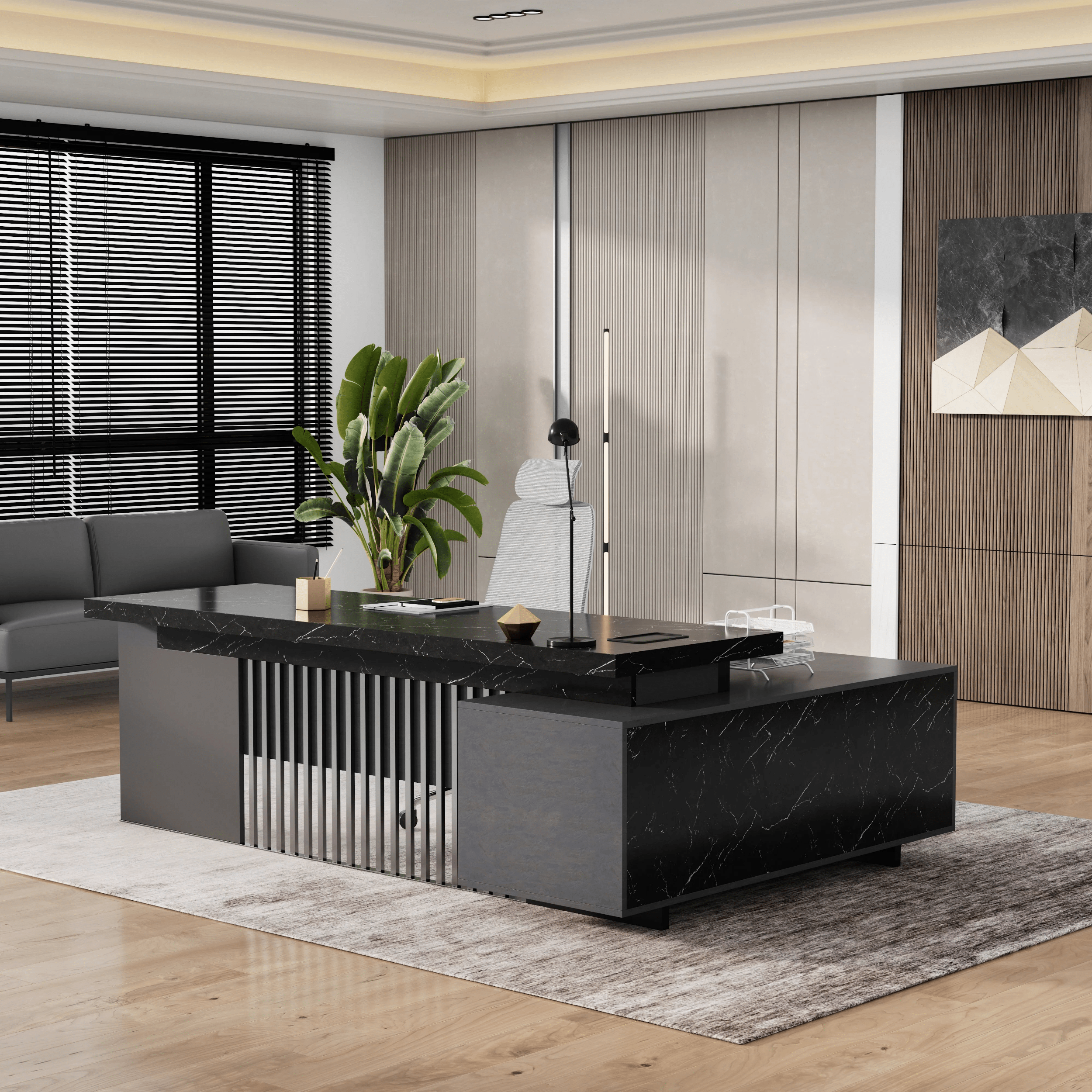 Cecilia ยท Modern L-Shaped Executive Desk