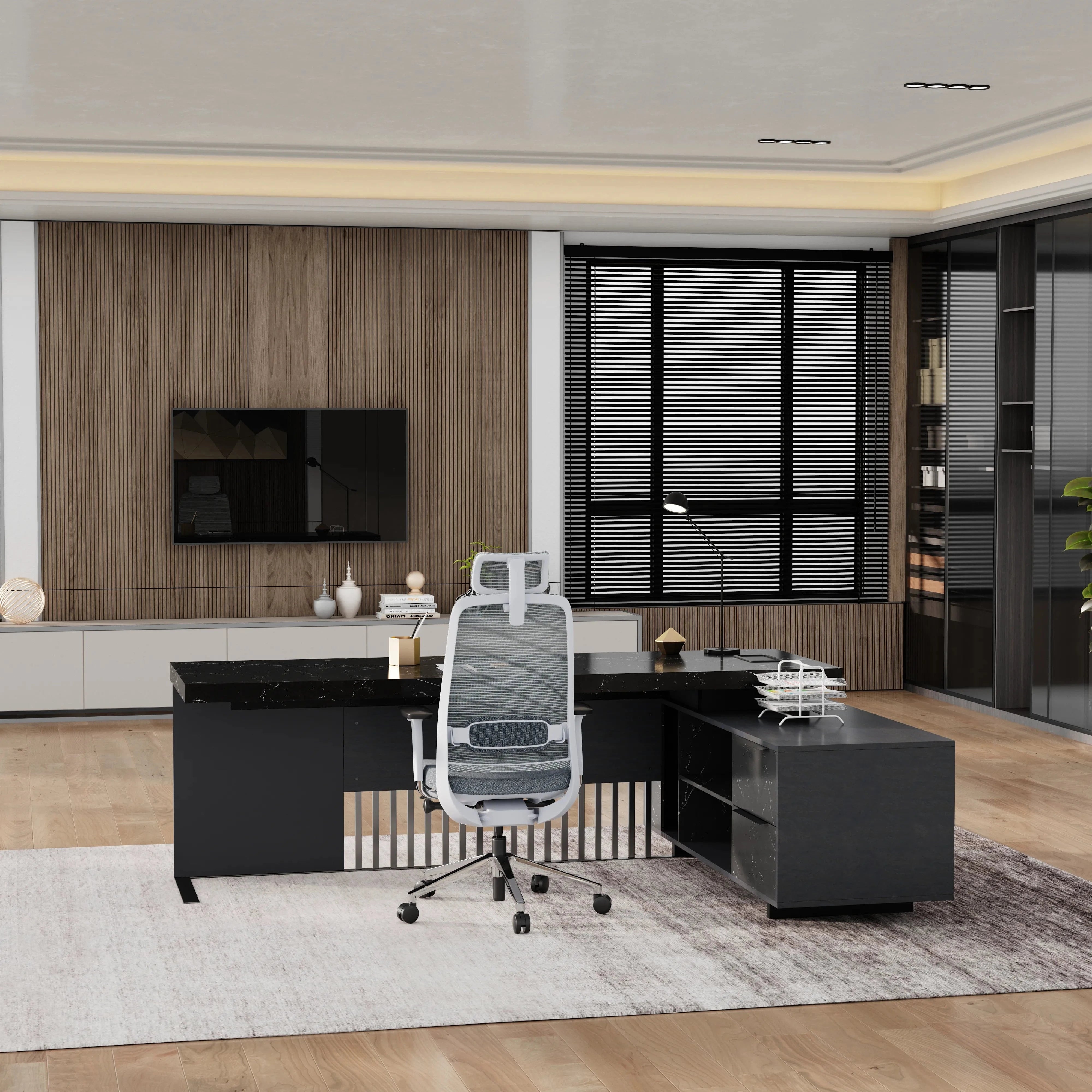 Cecilia ยท Modern L-Shaped Executive Desk