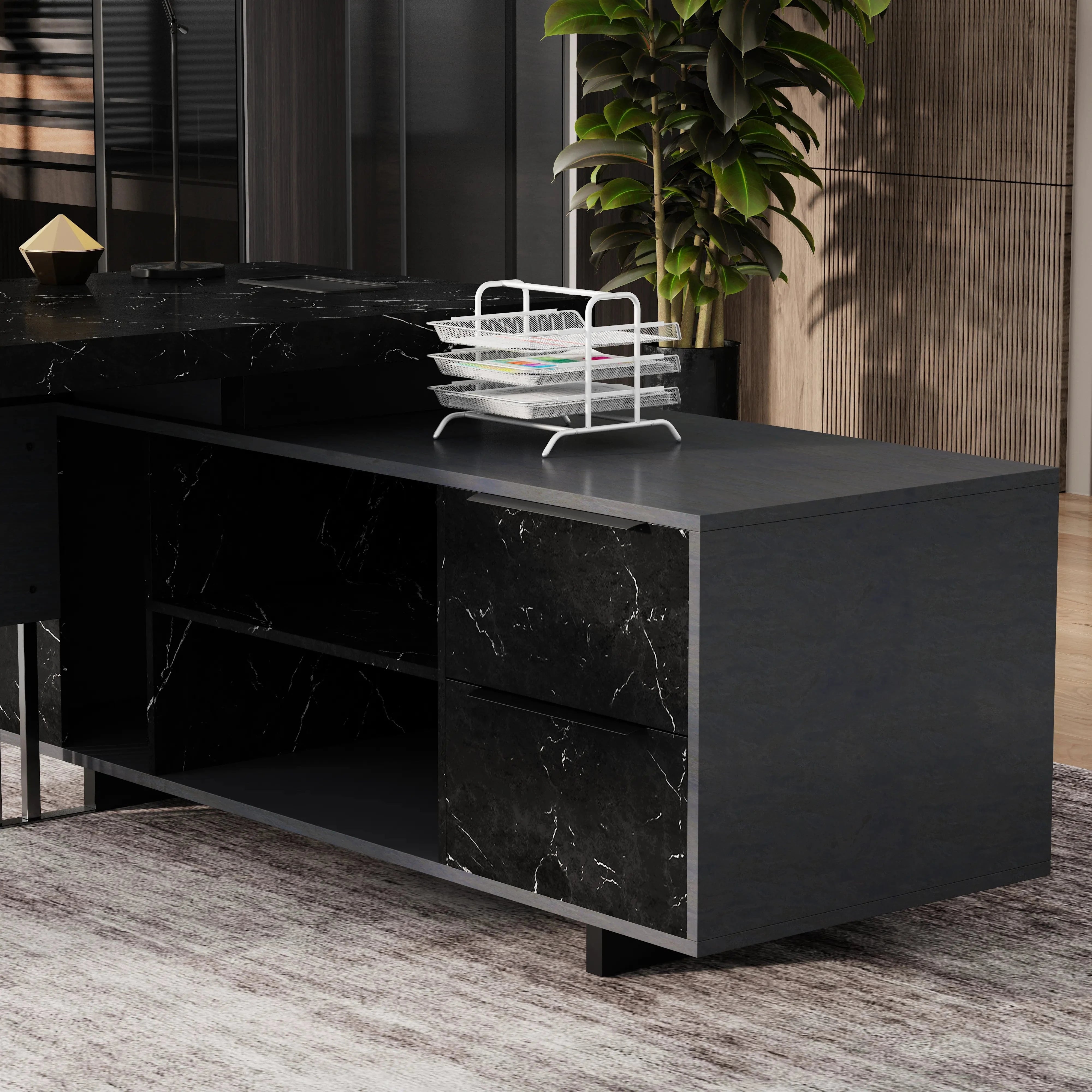 Cecilia ยท Modern L-Shaped Executive Desk